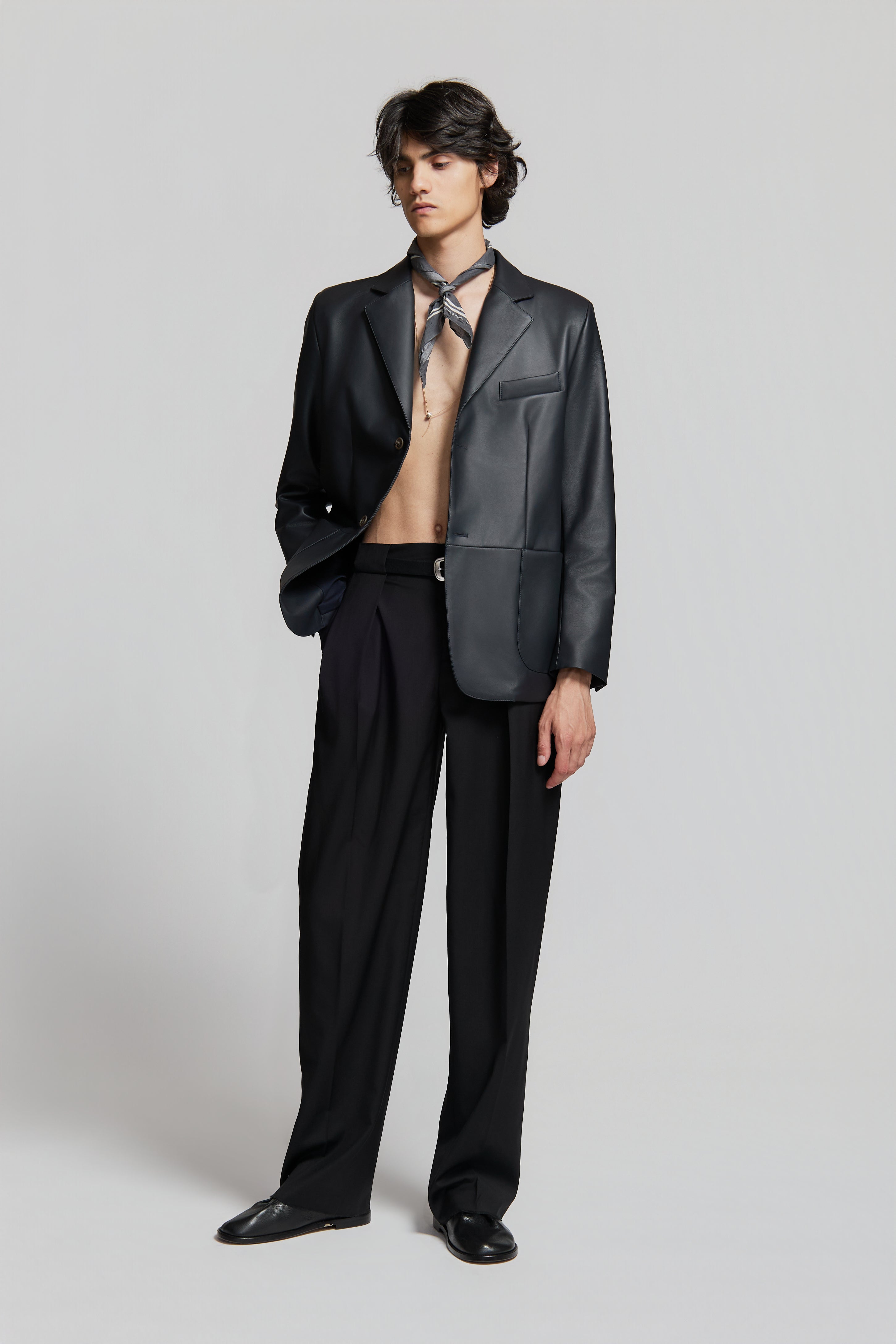 RUSSEL LEATHER JACKET DARK BLUE
