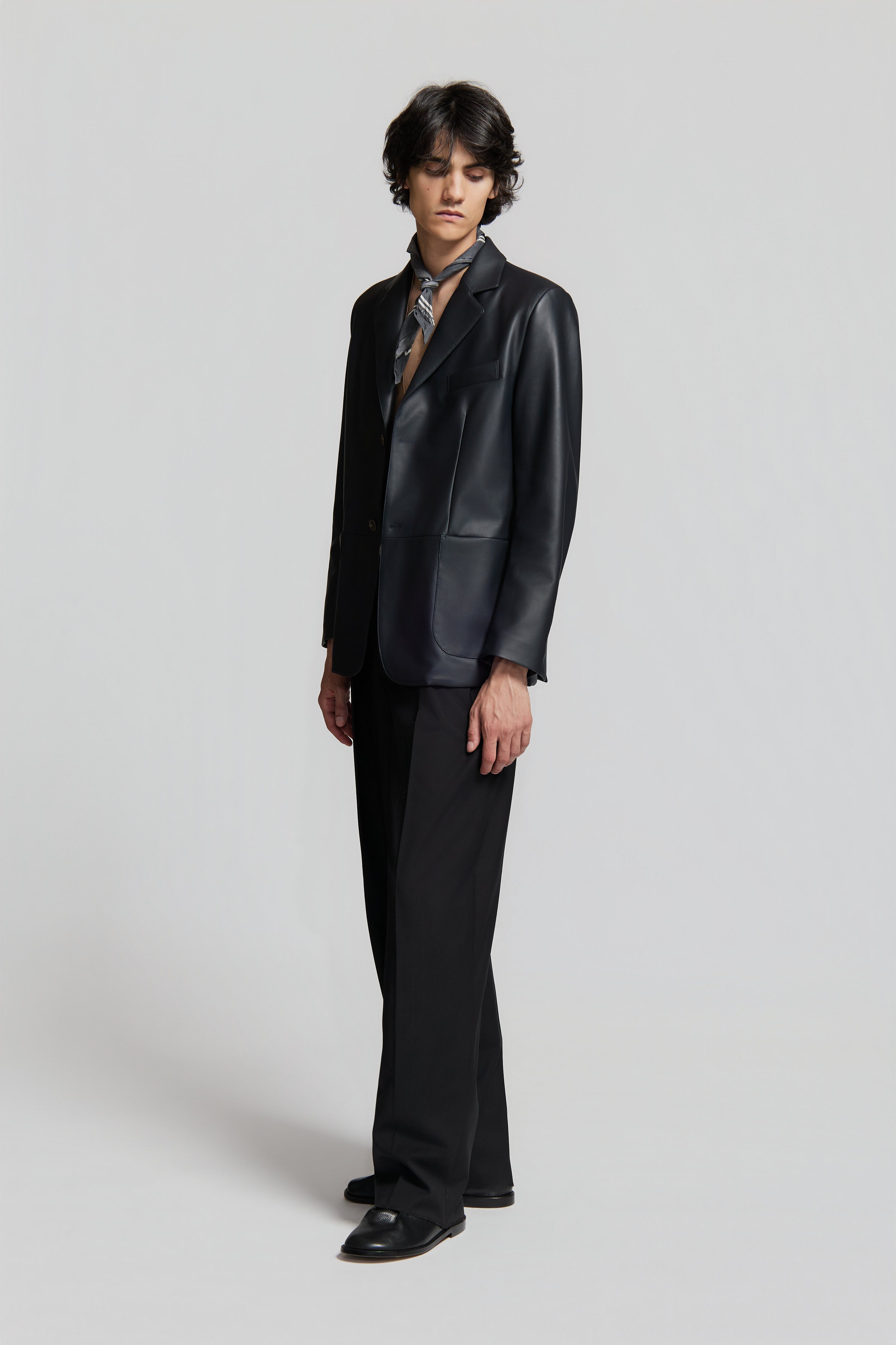RUSSEL LEATHER JACKET DARK BLUE
