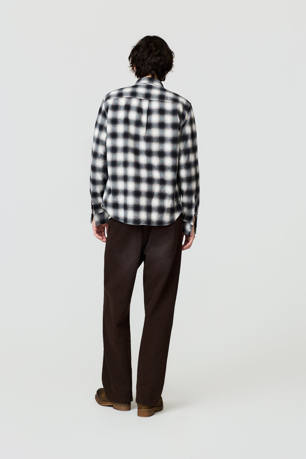 SEMETE CHECKED FLANNEL OVERSHIRT - BLACK/GREY