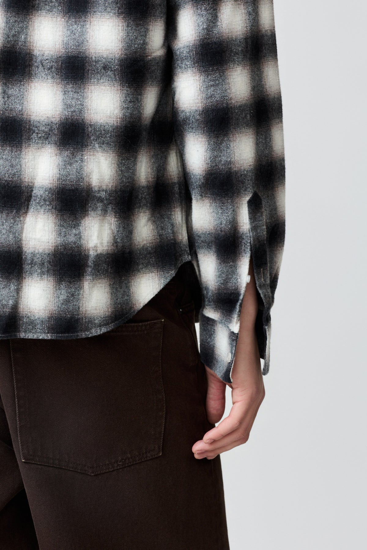 SEMETE CHECKED FLANNEL OVERSHIRT - BLACK/GREY