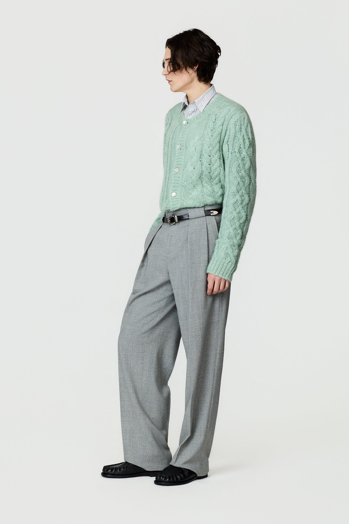 NOGE WIDE-LEG RELAXED TROUSERS - LIGHT GREY