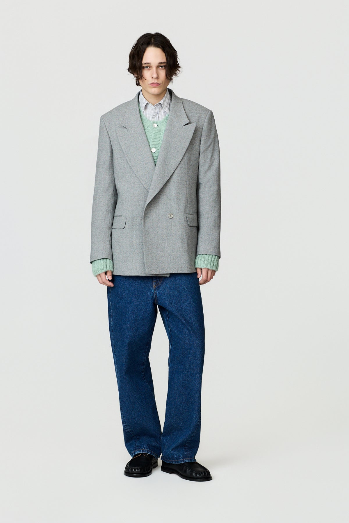 NICOS PEAK LAPEL CLASSIC JACKET - LIGHT GREY