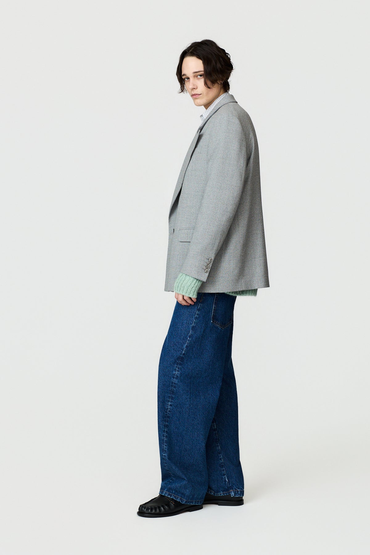 NICOS PEAK LAPEL CLASSIC JACKET - LIGHT GREY