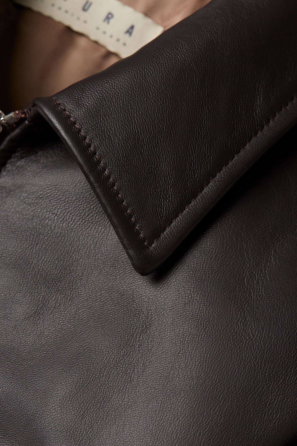 ERMES LEATHER SHORT JACKET - DARK BROWN