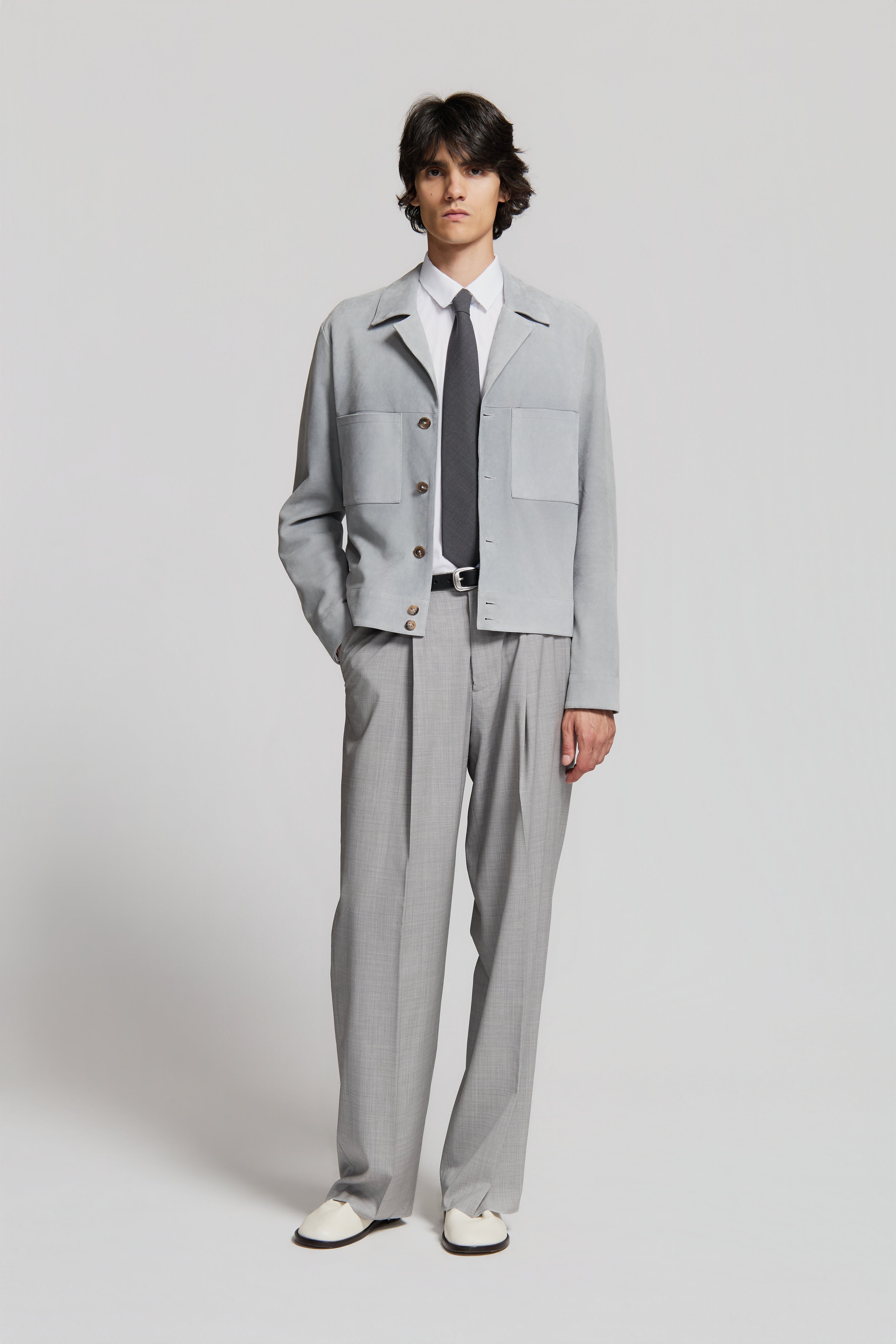 paura-Allison Suede Jacket Powder Blue-15DP70040000011