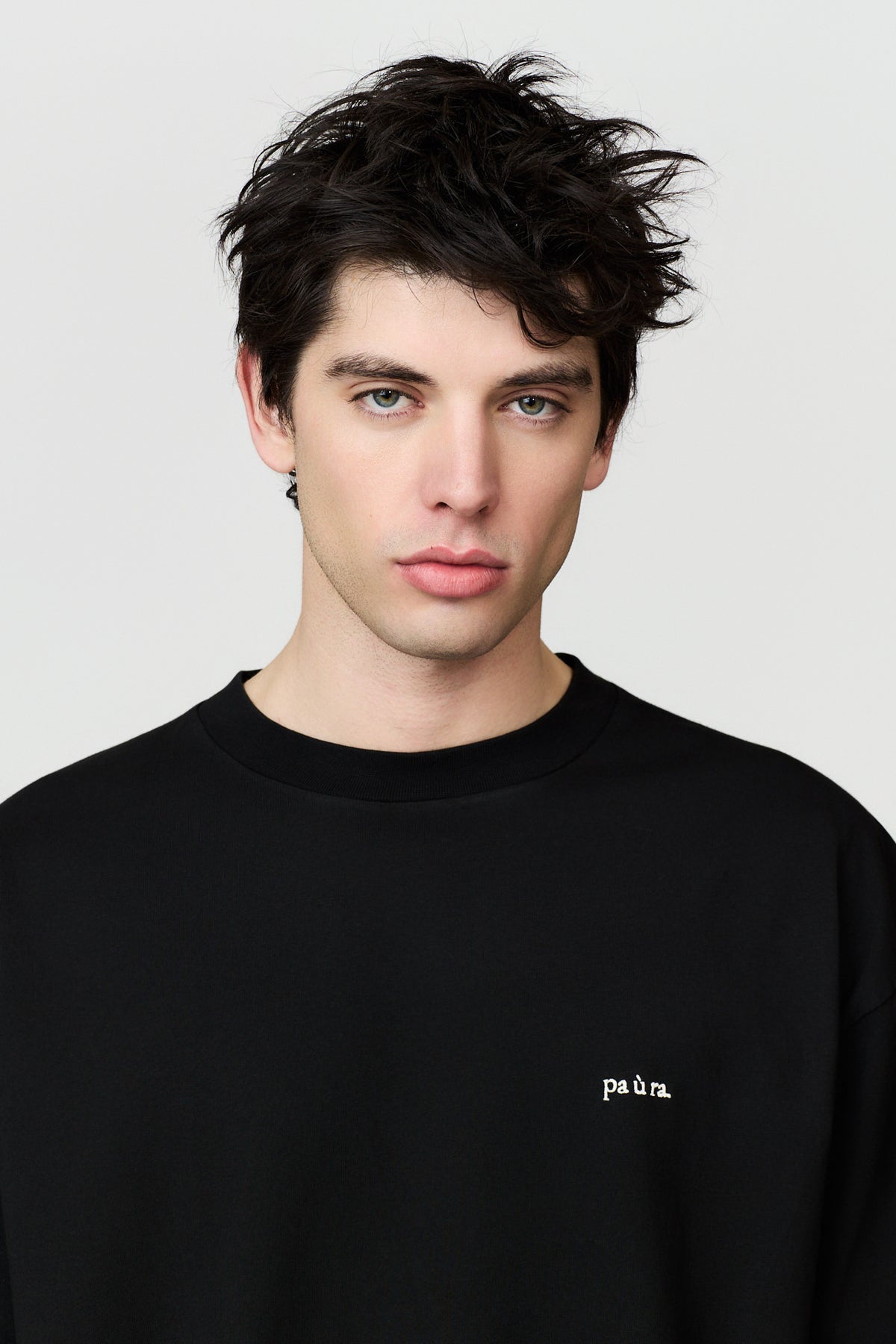 paura-Aura Embroidered Boxy Tee - Black-16DP10102040001