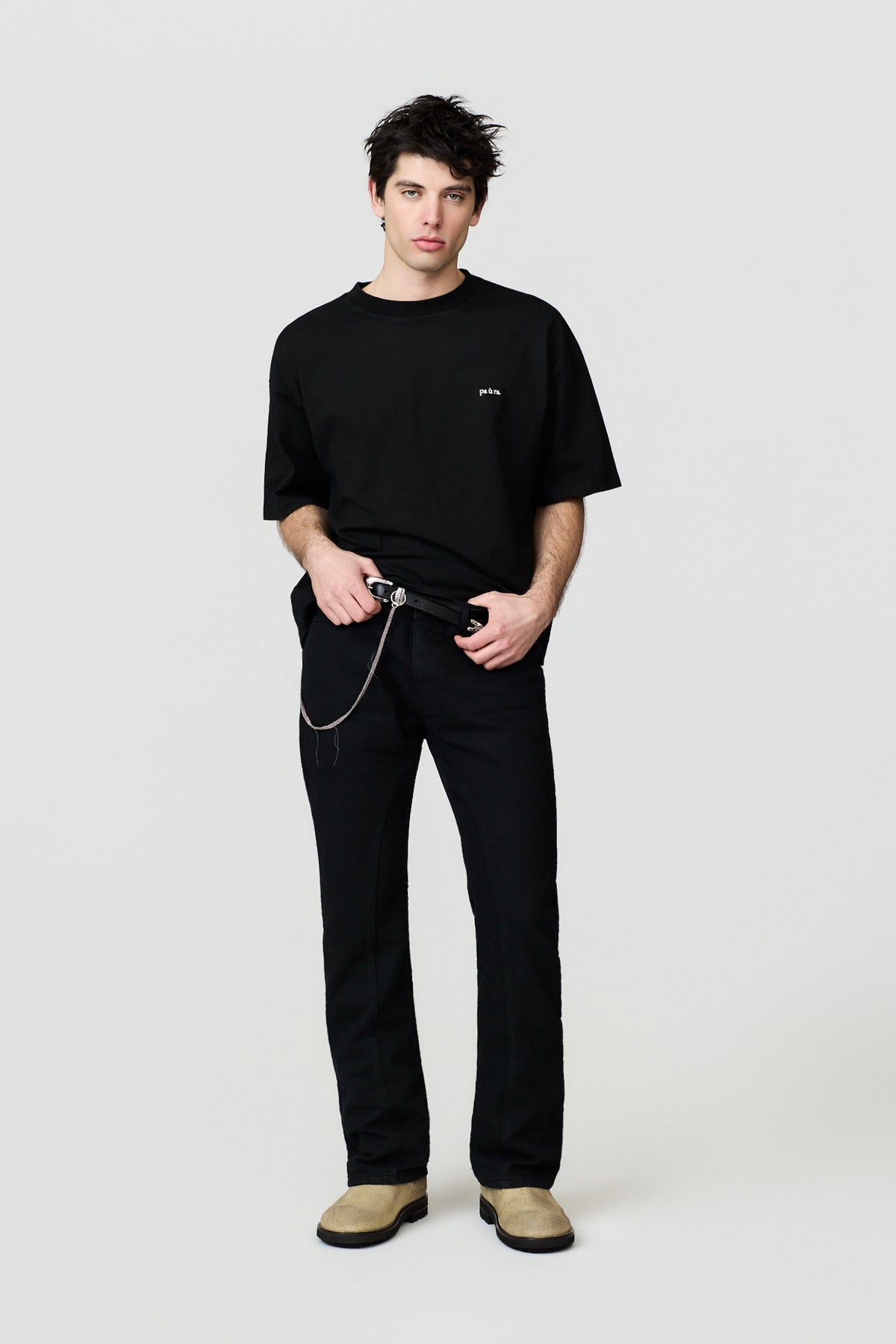 paura-Aura Embroidered Boxy Tee - Black-16DP10102040001