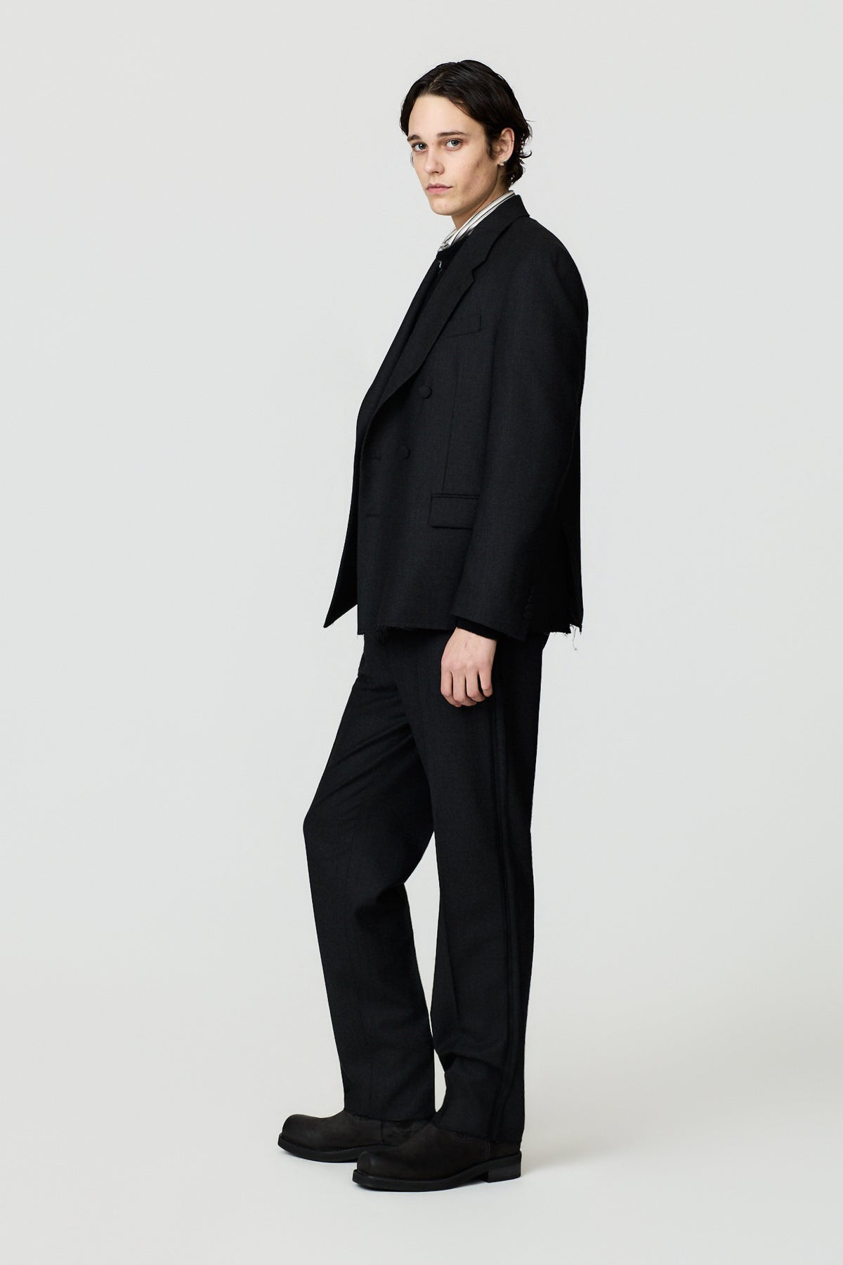 paura-Cassel Raw-Edge Suit Jacket - Antracite-16DP50040000037