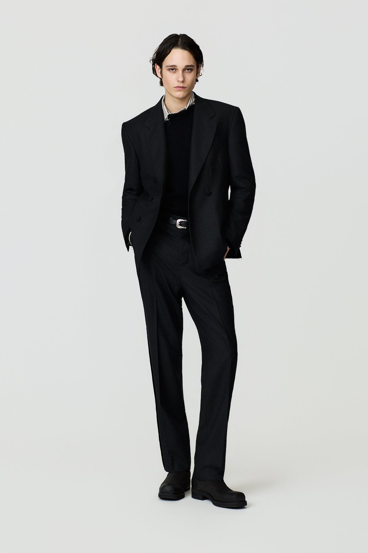 paura-Cassel Raw-Edge Suit Jacket - Antracite-16DP50040000037