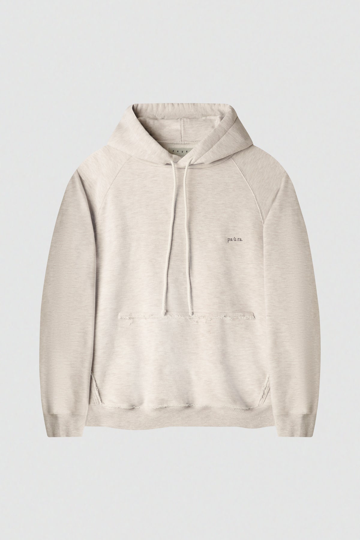paura-Ciril Embroidered Raglan Hoodie - Grey Melange-16DP30062040026