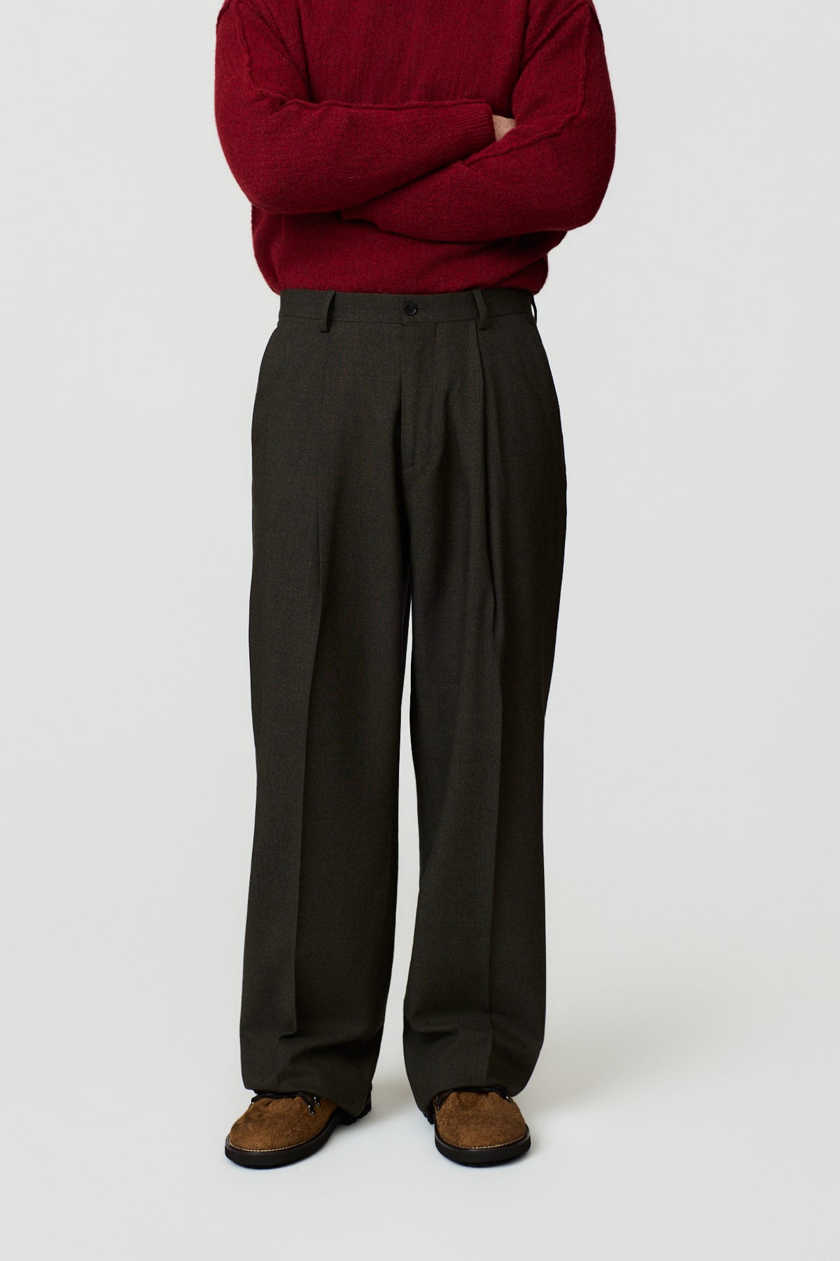 paura-Egon Wide-Leg Trousers - Dark Green-
