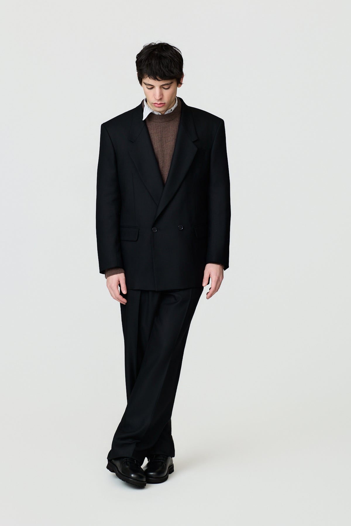 paura-Elio Oversized Double-Breasted Jacket - Black-15DP50030000001