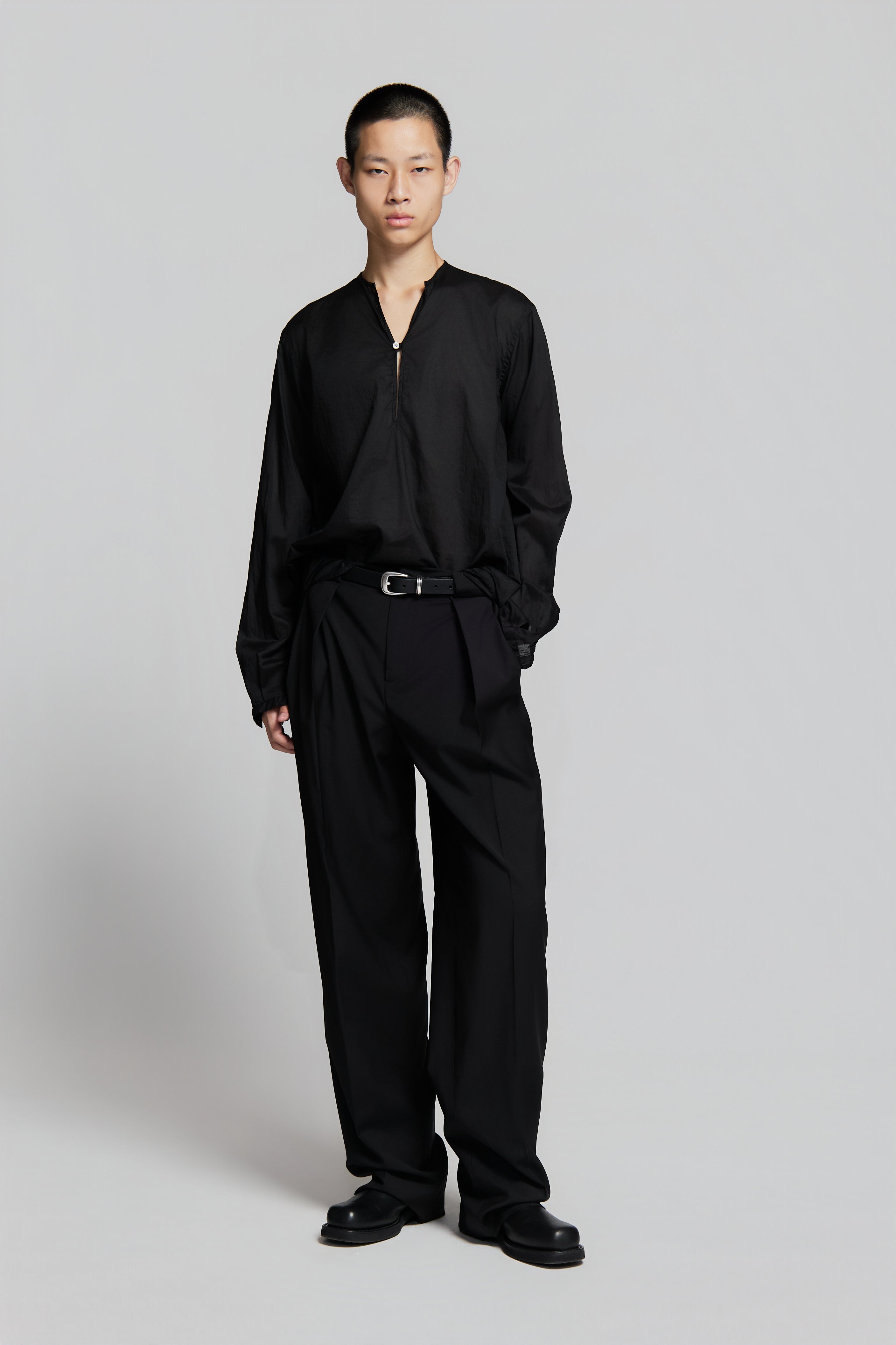 paura-Euclide Single-Button Shirt Black-15DP20040000001