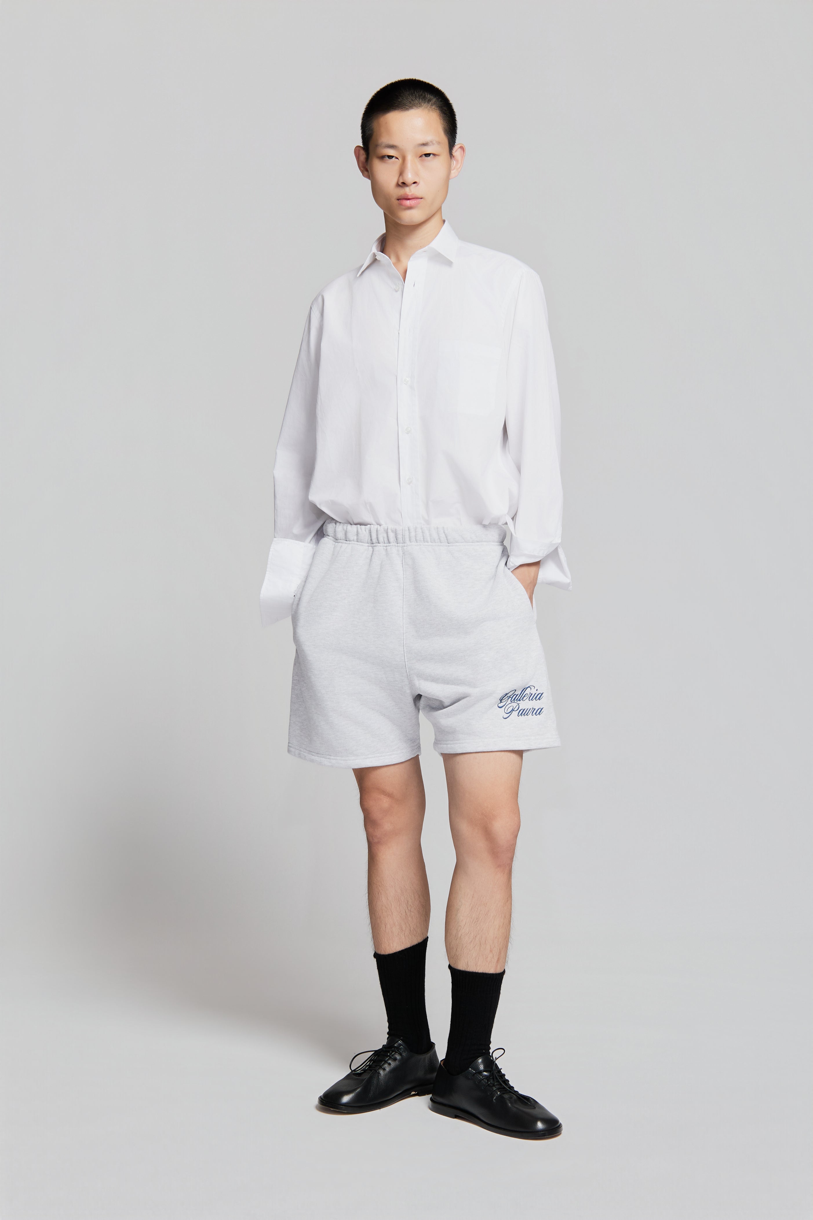 paura-Filippo Galleria Paura Shorts Grey Melange-15DP40180000024
