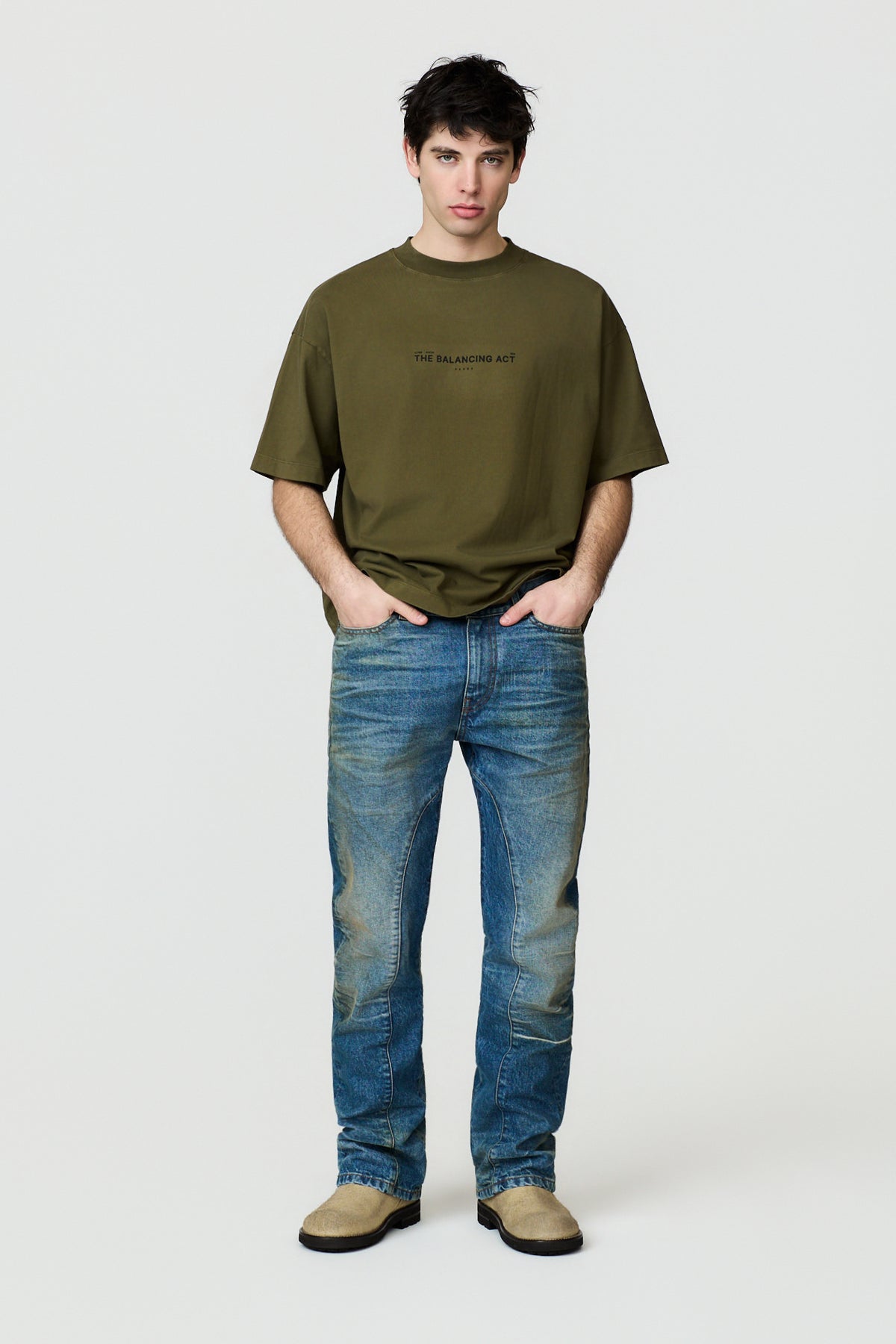 paura-Juno "The Balancing Act" Oversize Tee - Military Green-16PD10032040016