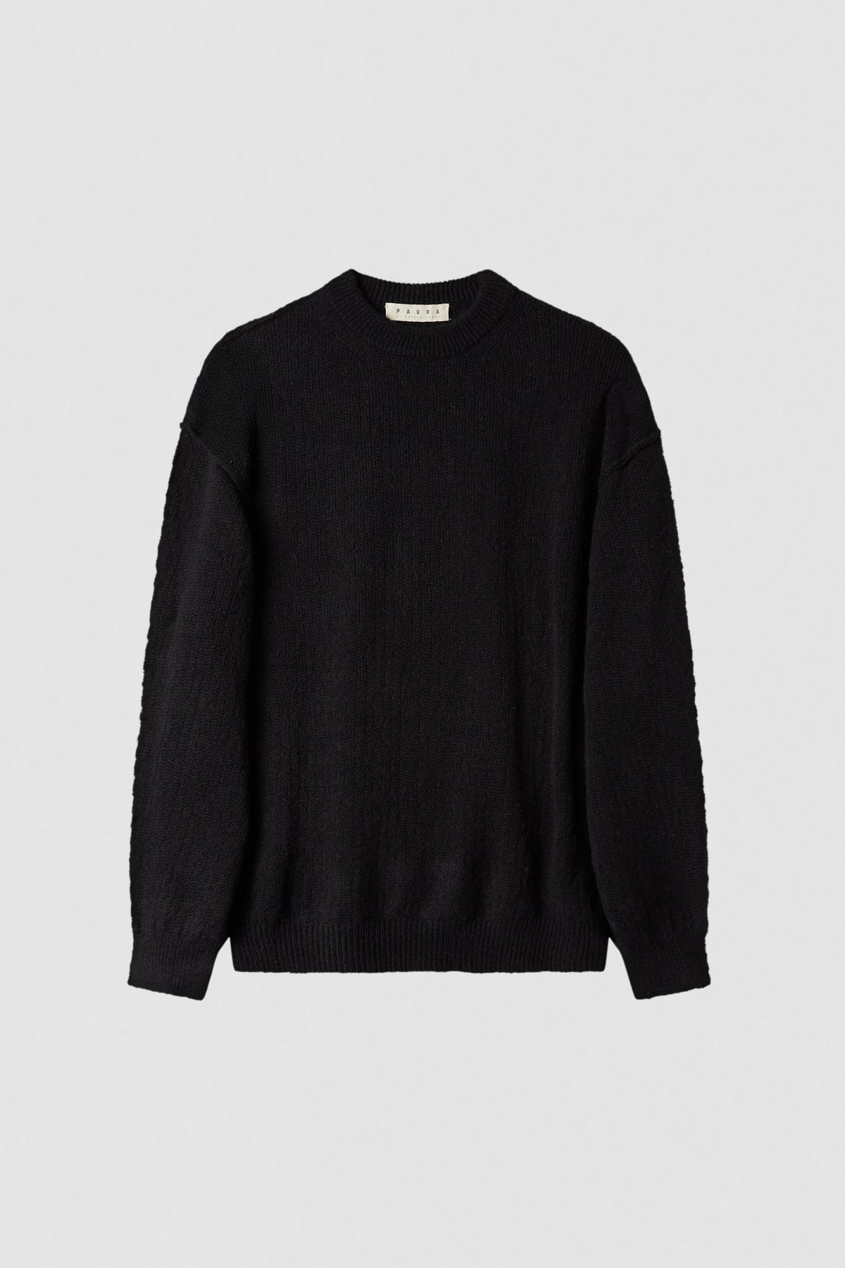 paura-Malenia Plain-Knit Wool Crewneck - Black-16DP60130000001