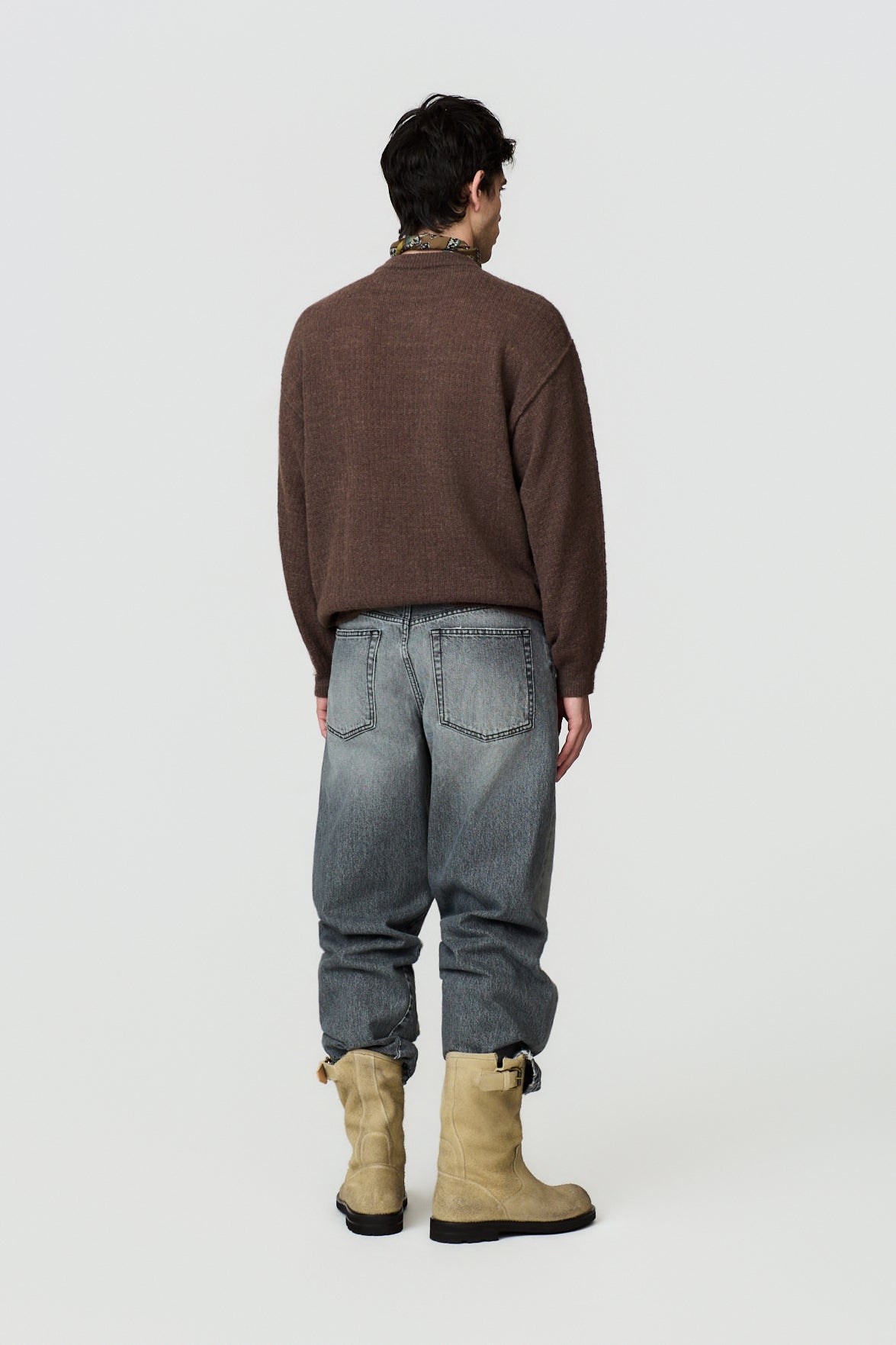 paura-Malenia Plain-Knit Wool Crewneck - Brown-16DP60130000016