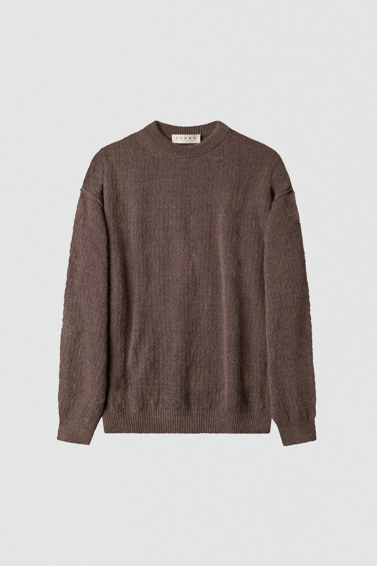 paura-Malenia Plain-Knit Wool Crewneck - Brown-16DP60130000016