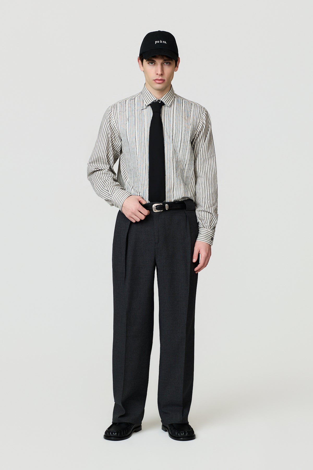 paura-Noge Wide-Leg Relaxed Trousers - Dark Grey-16DP50050000037