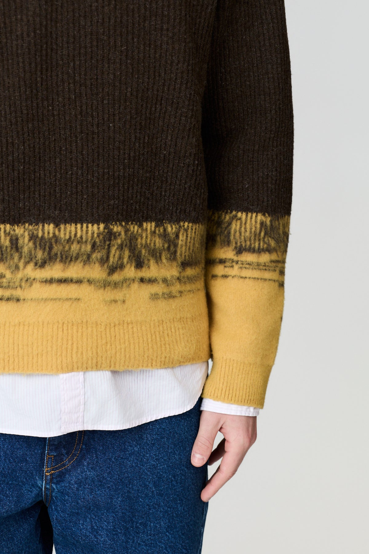 paura-Pegaso English Rib Crewneck - Brown/Yellow-16DP60070000016