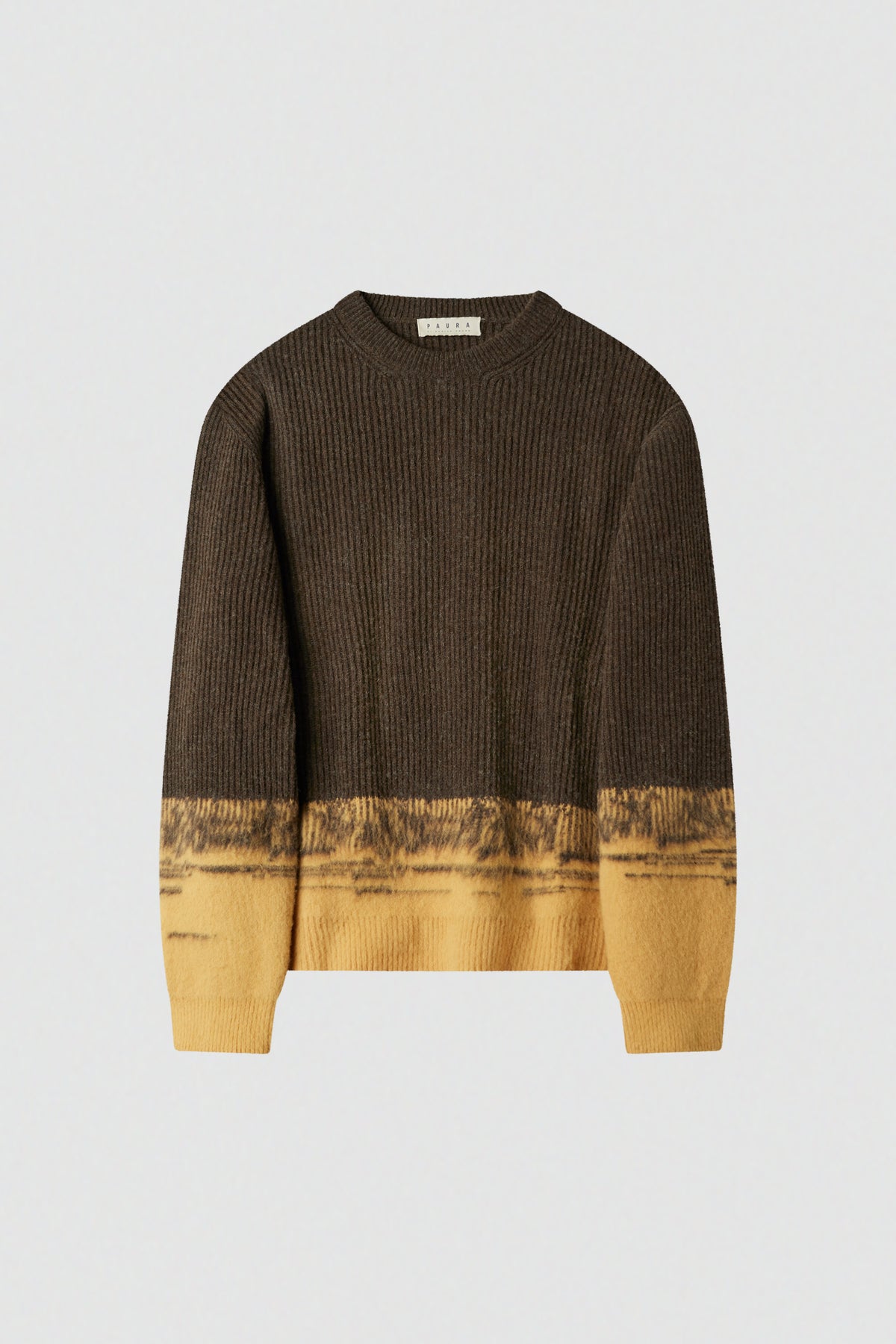 paura-Pegaso English Rib Crewneck - Brown/Yellow-16DP60070000016