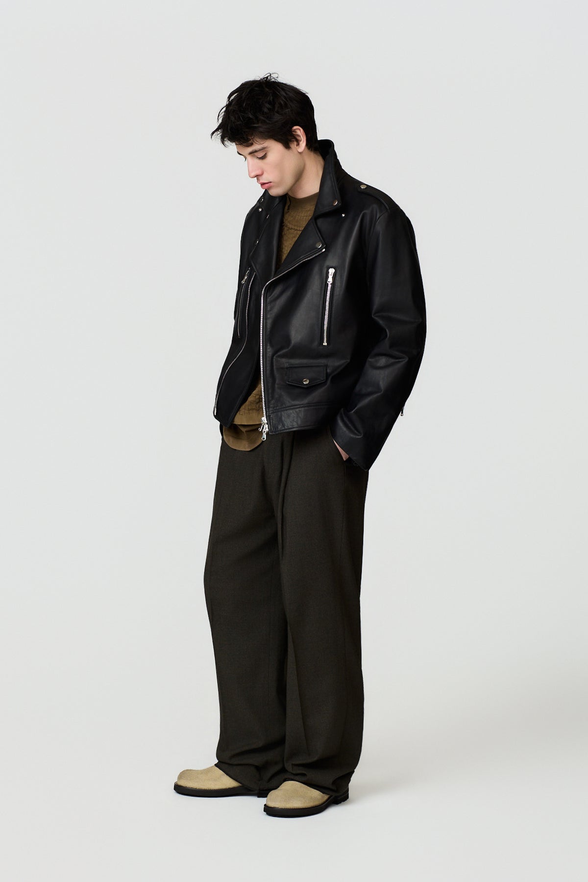 paura-Peter Leather Jacket - Black-16DP7012000001