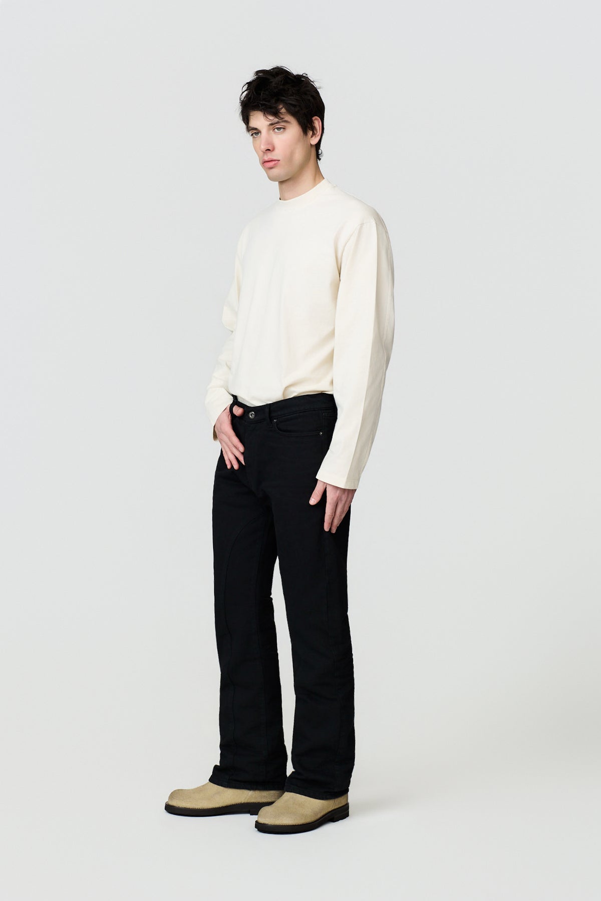 paura-Reference Flare 5-Pocket Jeans - Black-16DP40220000001