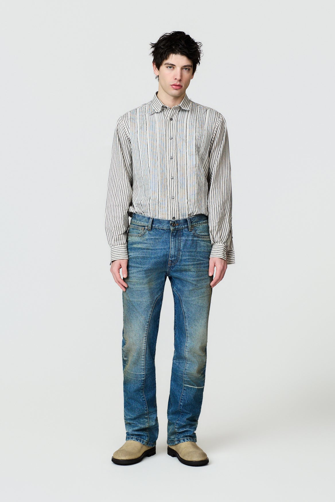 paura-Reference Flare 5-Pocket Jeans - Medium Blue-16DP40220000001