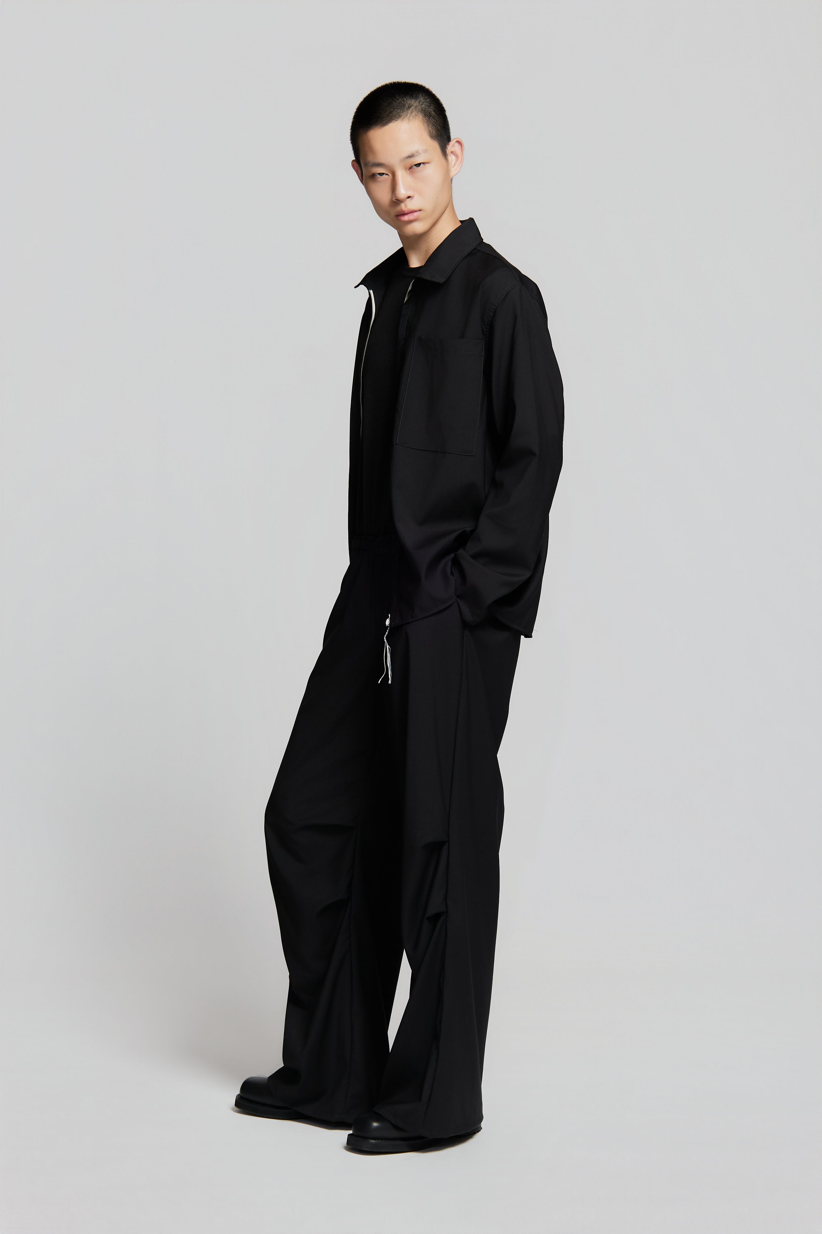 paura-Shin Full Zip Shirt Black-15DP20010000001