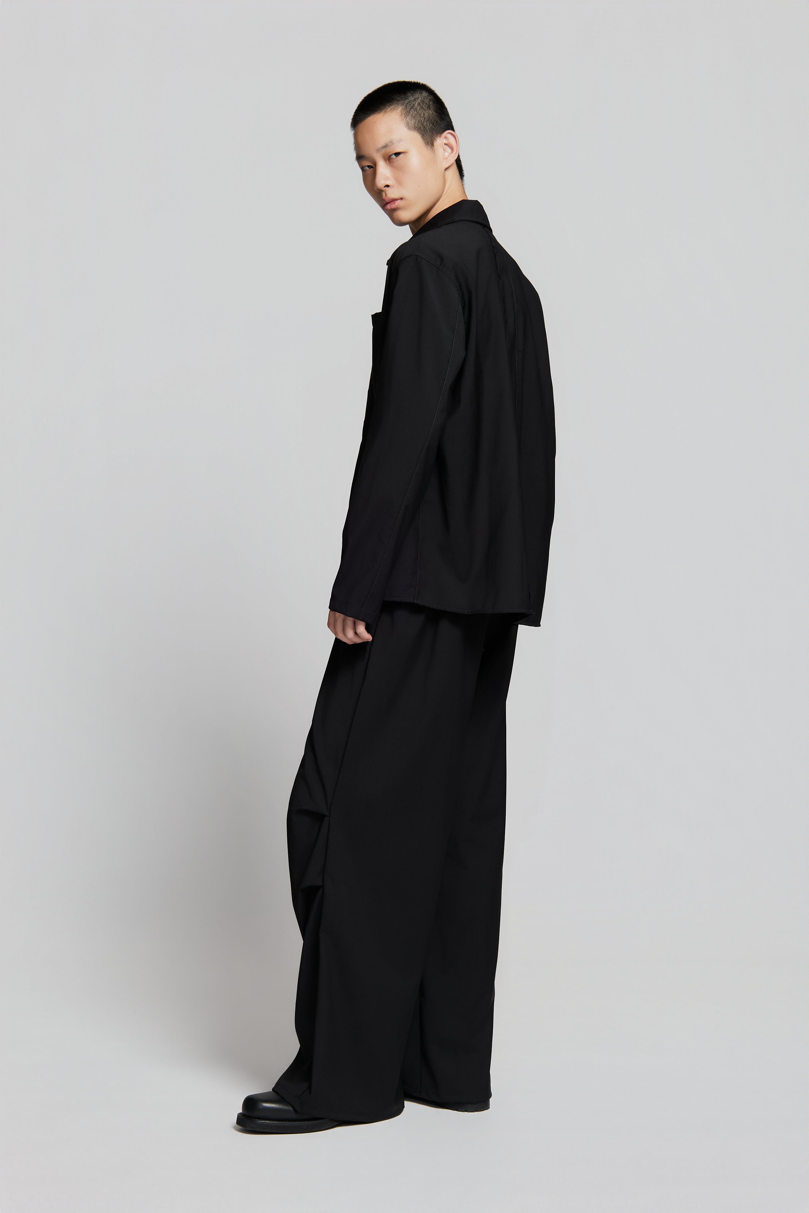 paura-Shin Full Zip Shirt Black-15DP20010000001