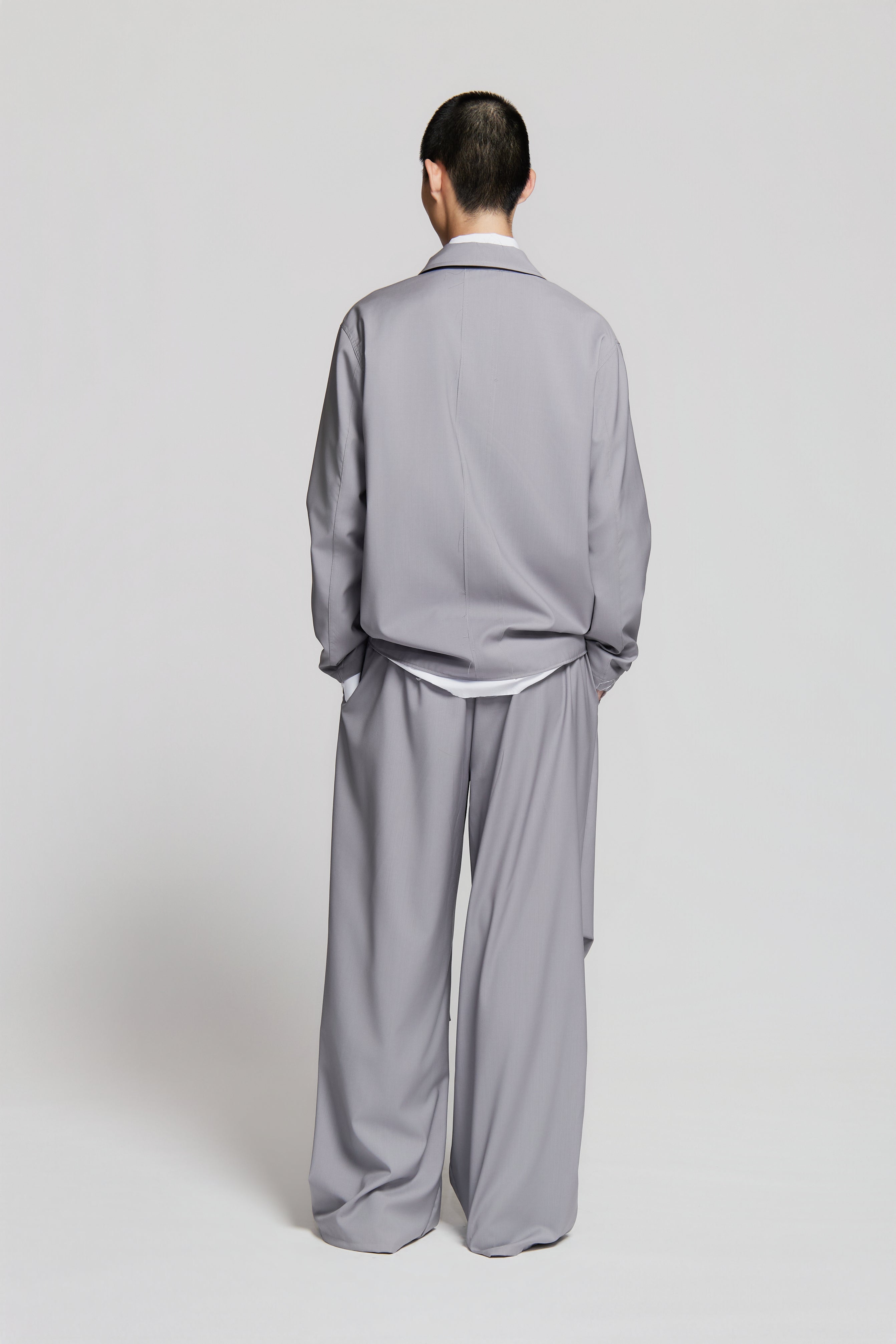 paura-Shin Full Zip Shirt Lilac Grey-15DP20010000003