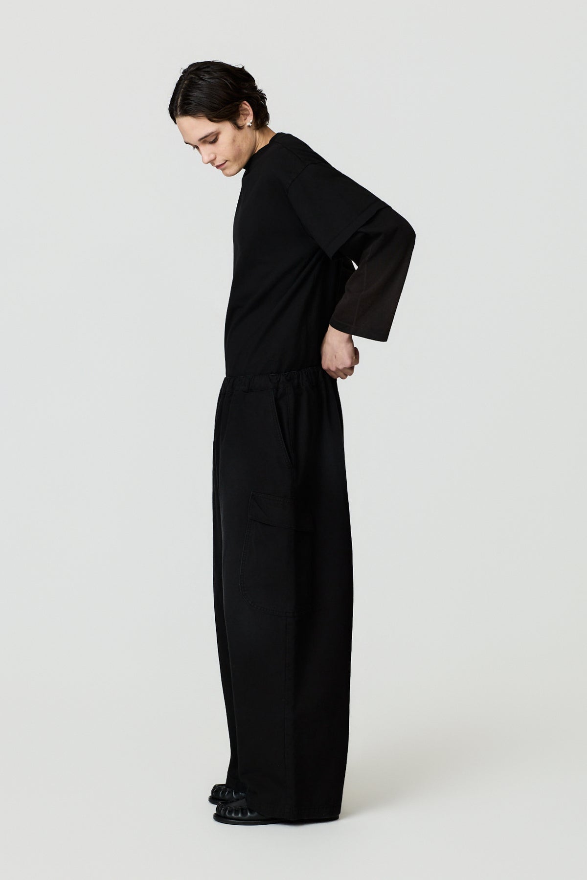 paura-Sinope Oversized Cargo Trousers - Black-16DP40210000001