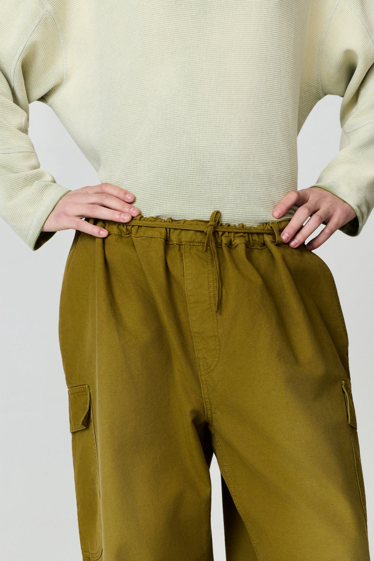 paura-Sinope Oversized Cargo Trousers - Olive Green-16DP40210000001