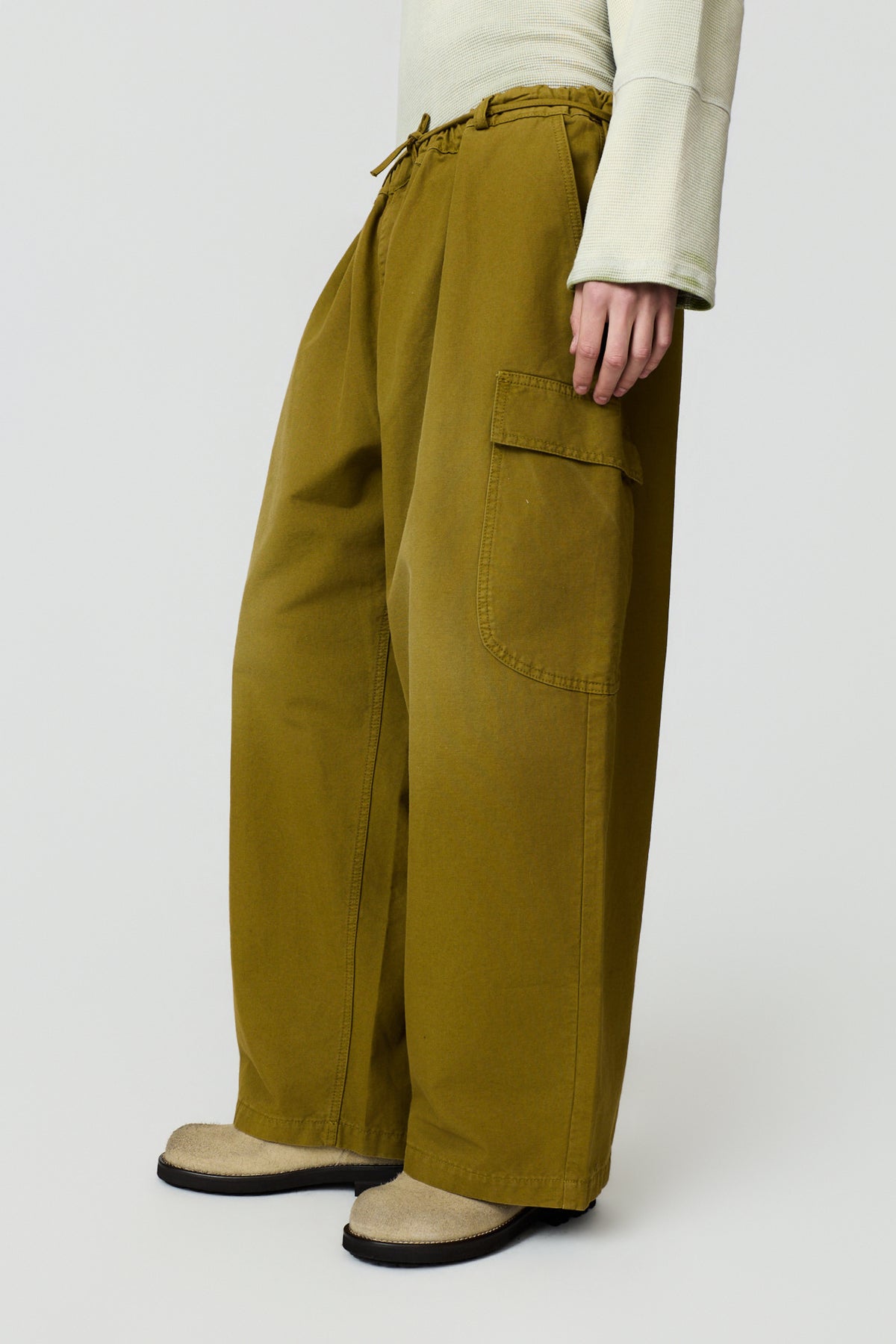 paura-Sinope Oversized Cargo Trousers - Olive Green-16DP40210000001
