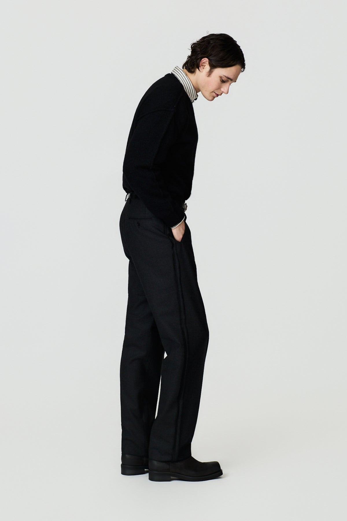 paura-Troy Reverse Stitch Suit Trousers - Antracite-16DP40060000037