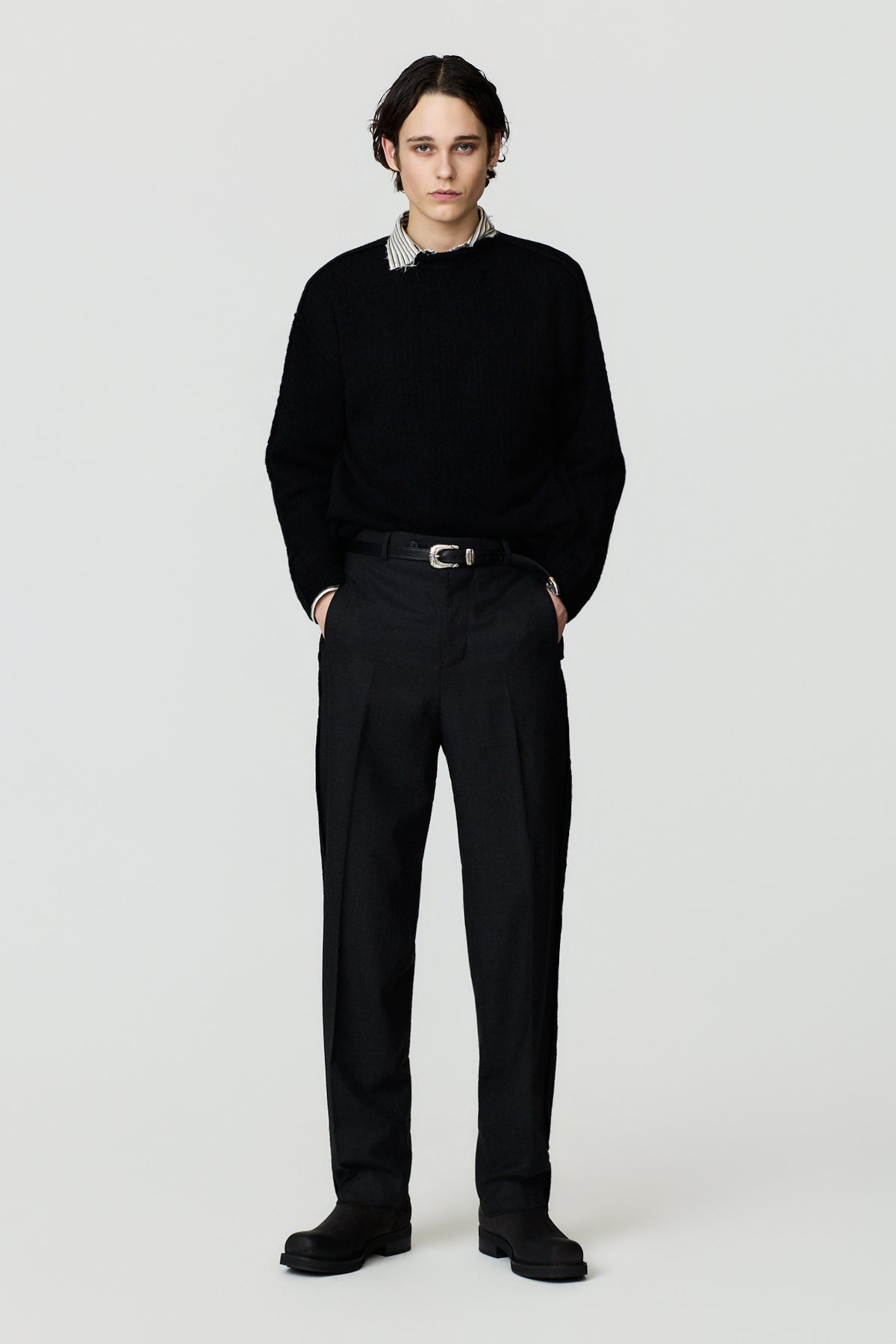 paura-Troy Reverse Stitch Suit Trousers - Antracite-16DP40060000037