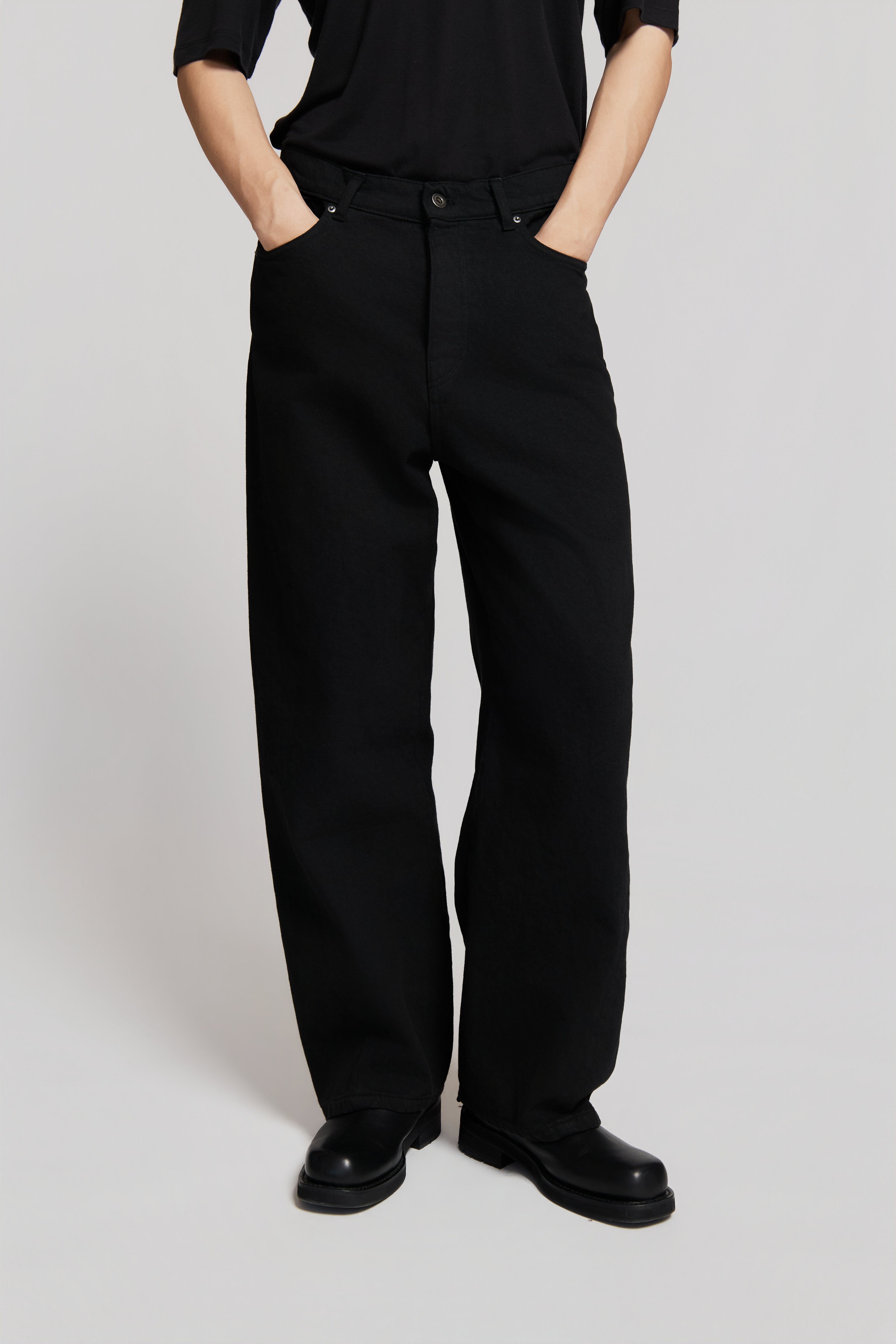 paura-Twist Baggy Denim Black-15DP40130000001