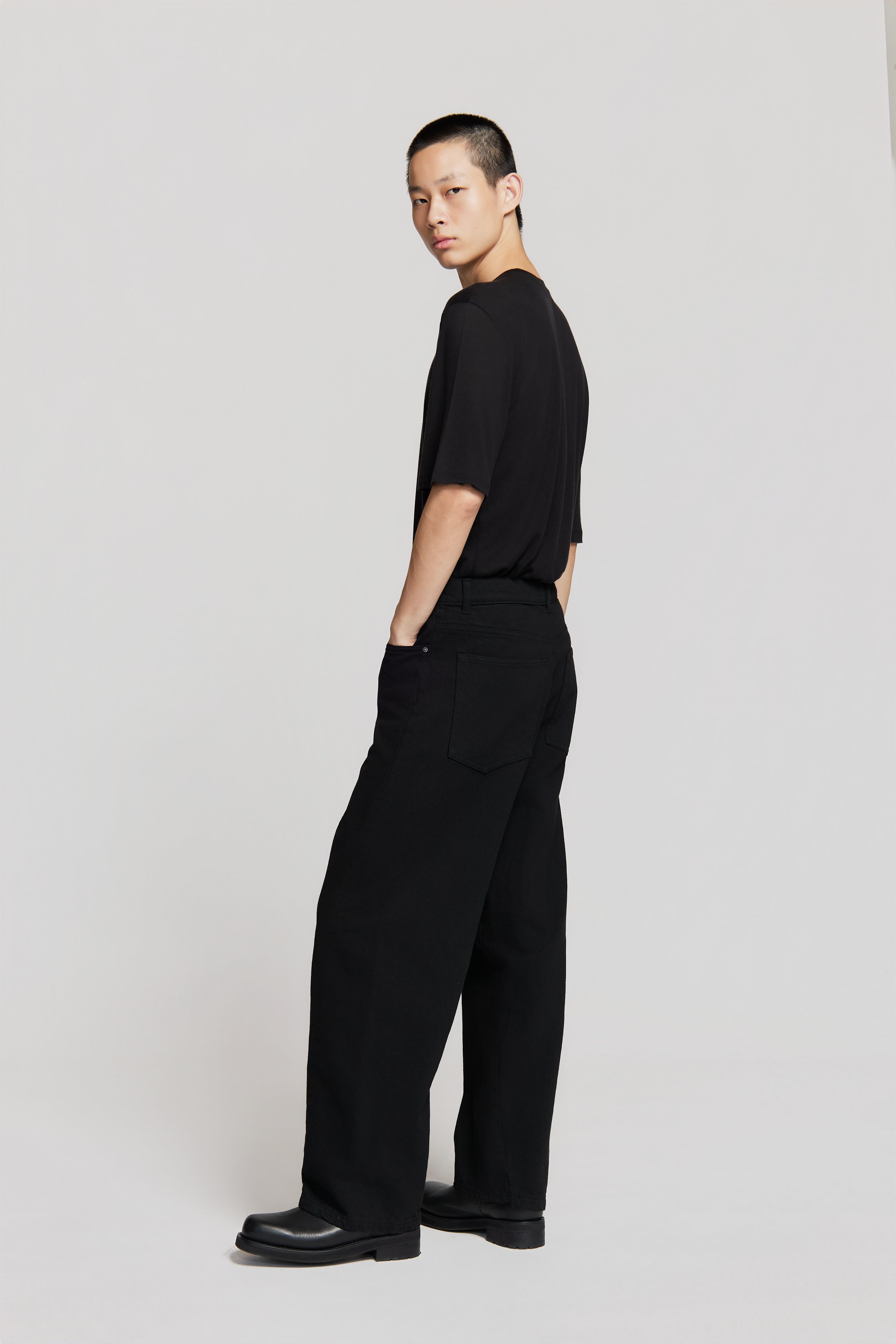 paura-Twist Baggy Denim Black-15DP40130000001