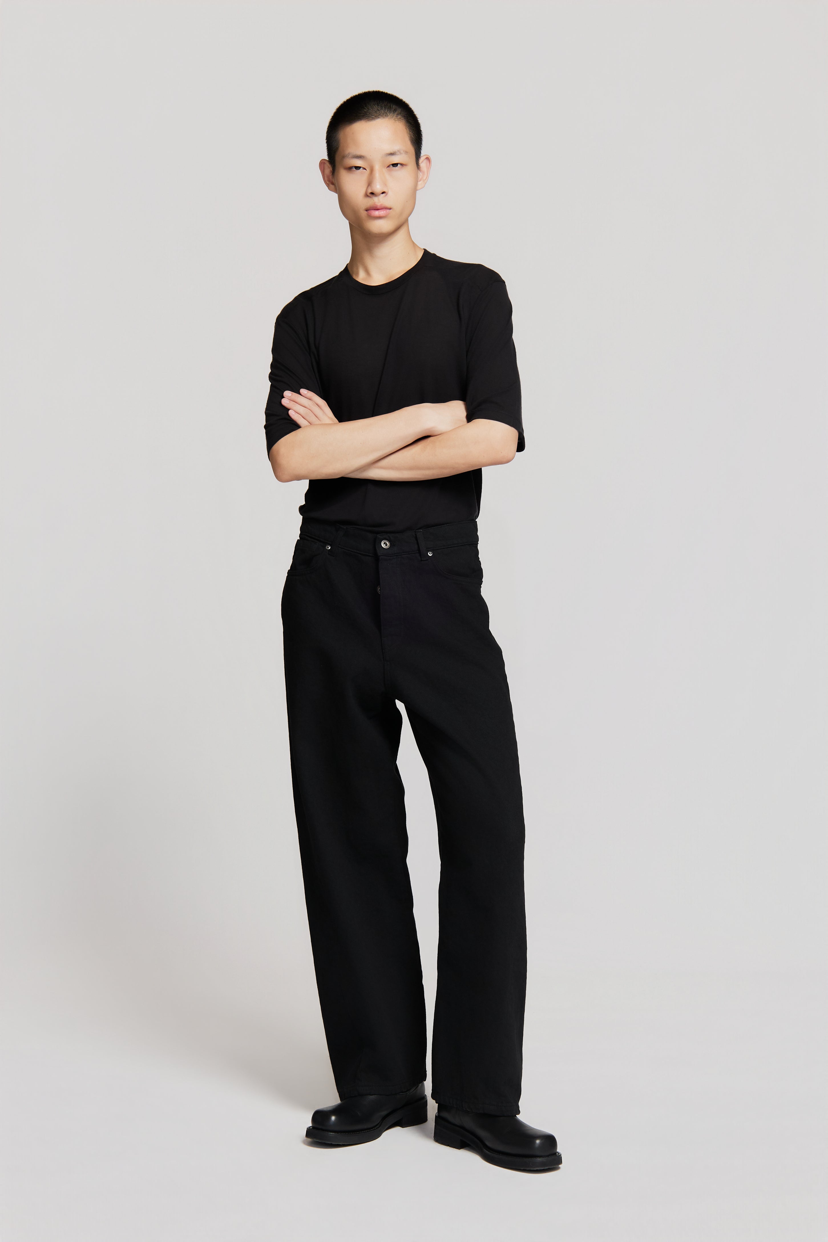 paura-Twist Baggy Denim Black-15DP40130000001