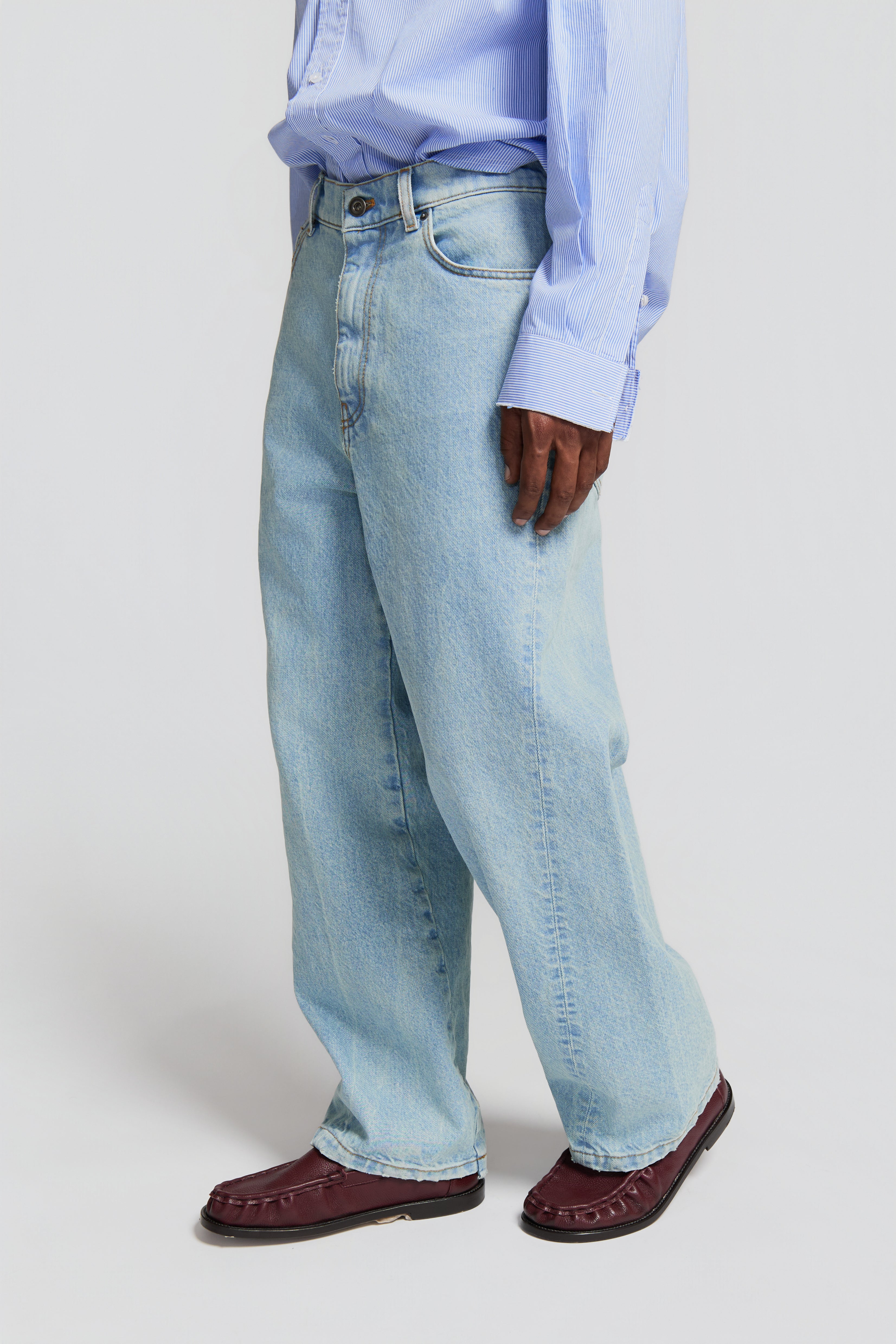 paura-Twist Baggy Denim Light Blue-15DP40130000019