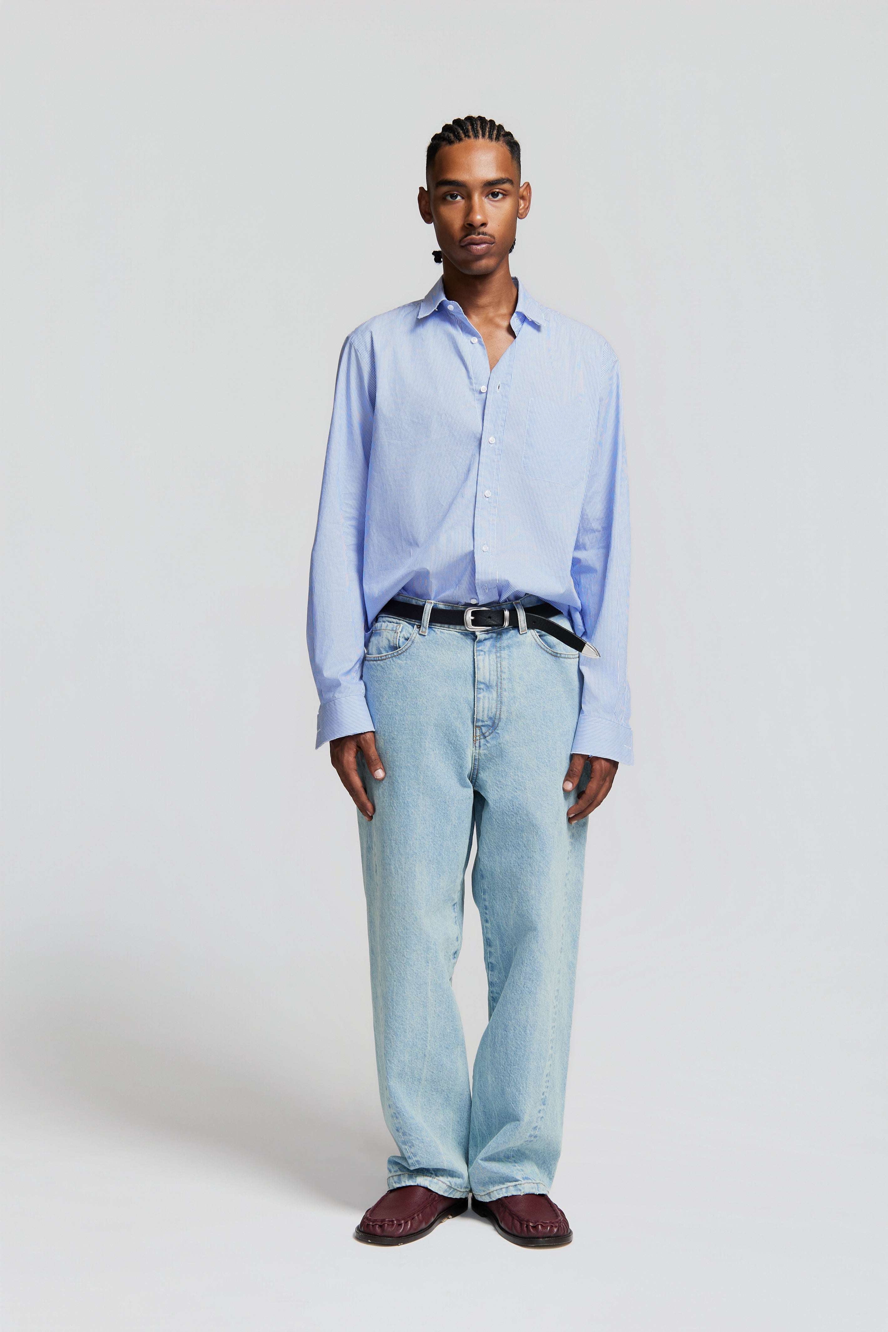 paura-Twist Baggy Denim Light Blue-15DP40130000019