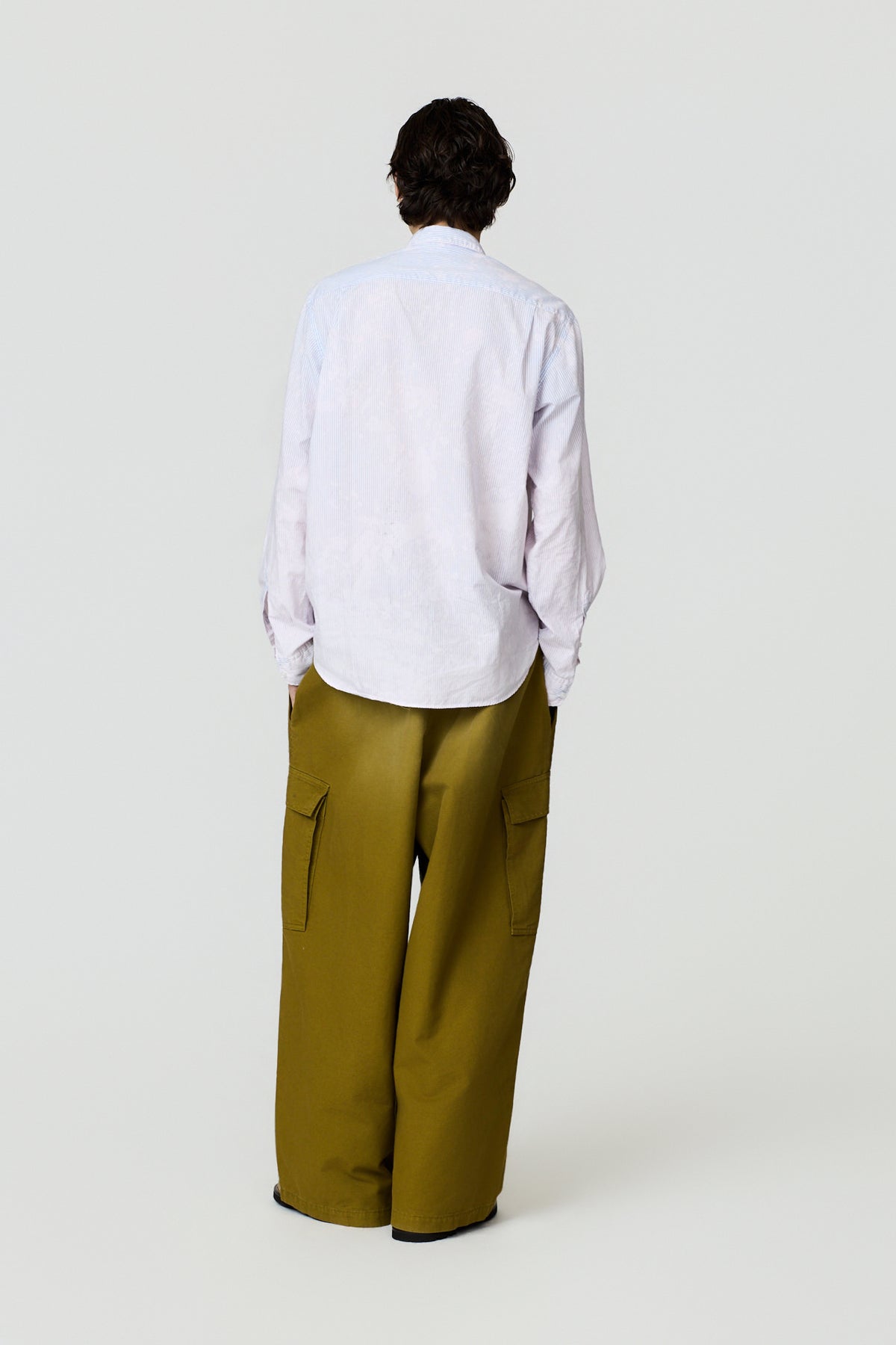 paura-Zerin Over-Dyed Shirt - Blue/Light Blue Stripes-16DP20080000062