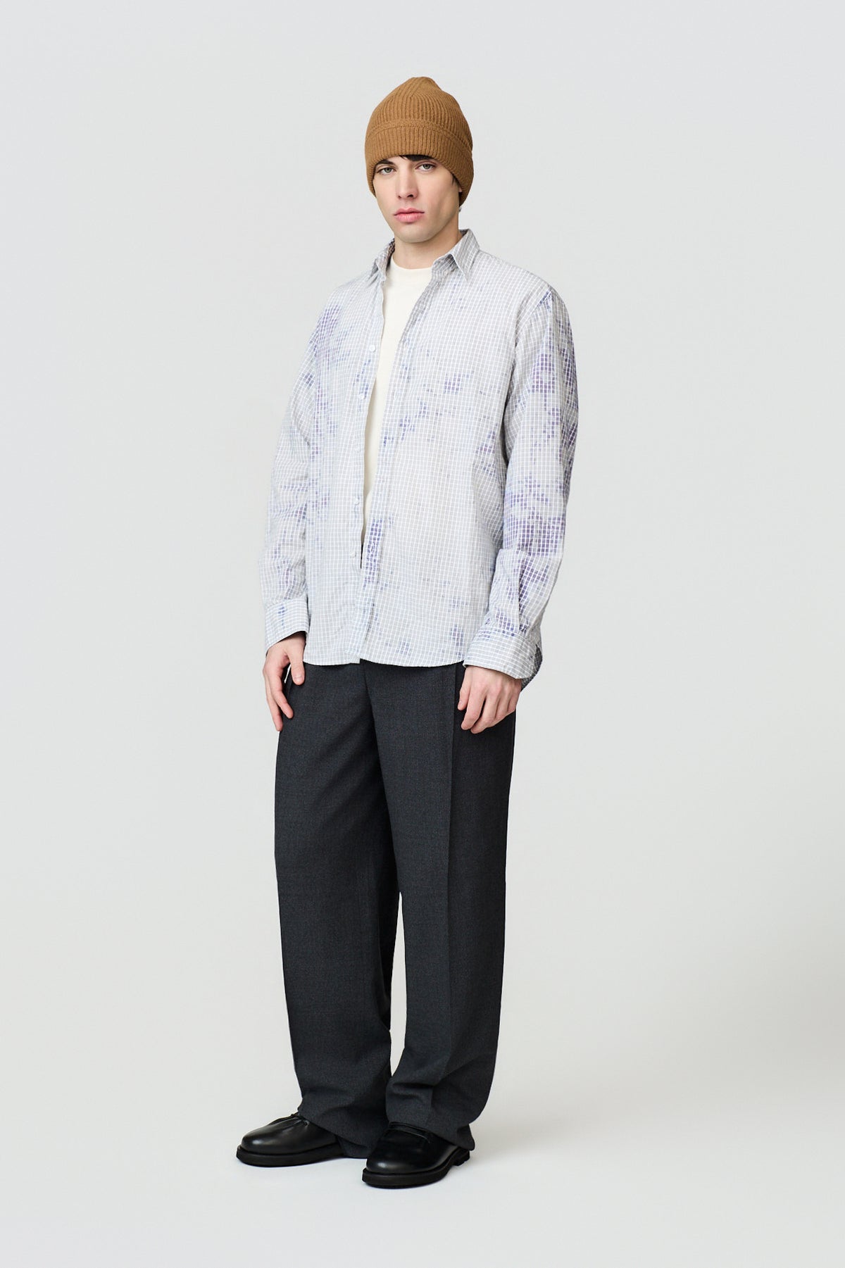 paura-Zerin Over-Dyed Shirt - Blue/White Check-16DP20080000061