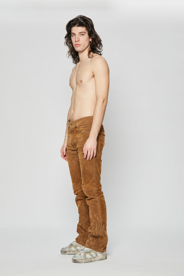 JIM LEATHER PANT BROWN