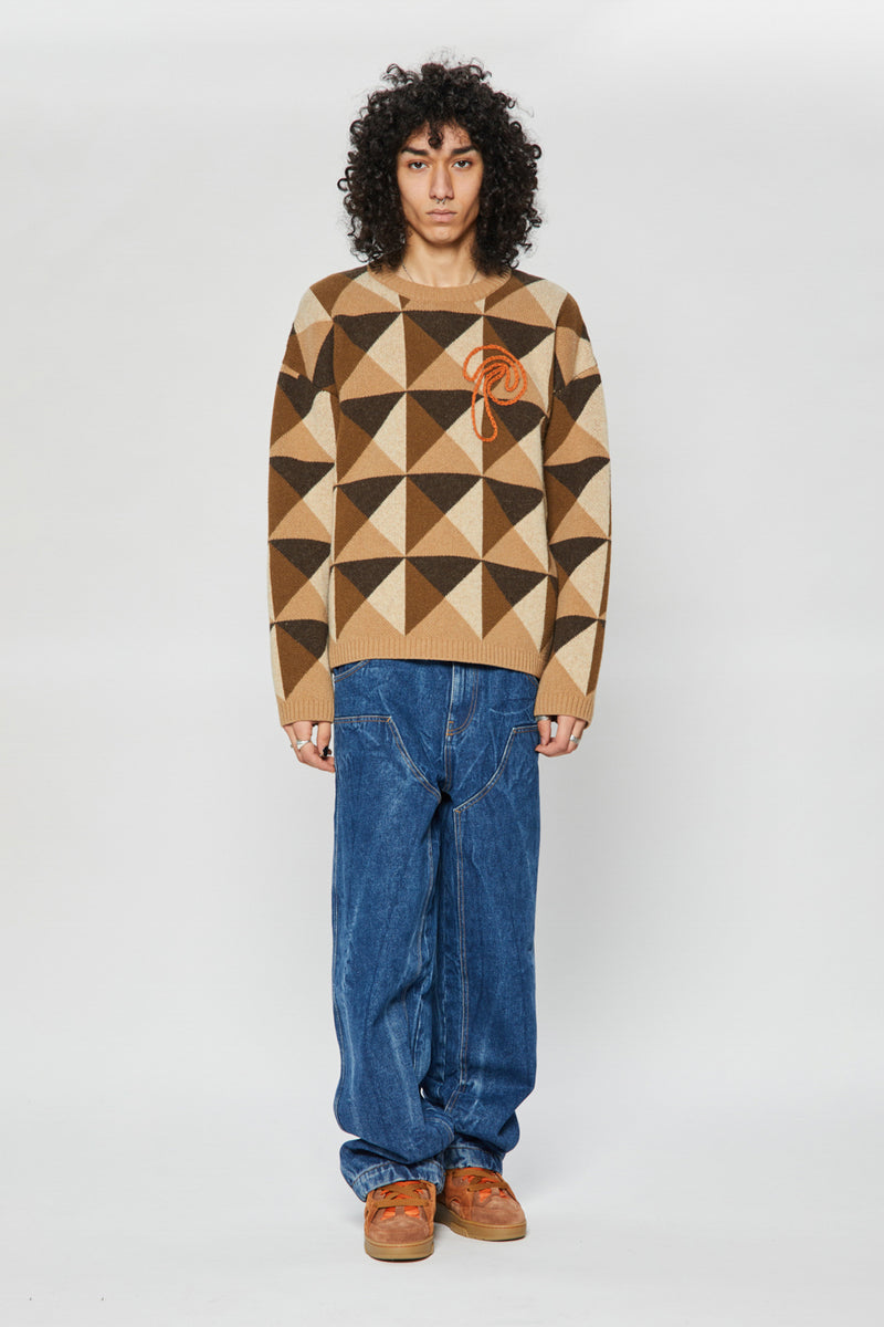 DIMA SWEATER MULTITONE PATTERN BROWN