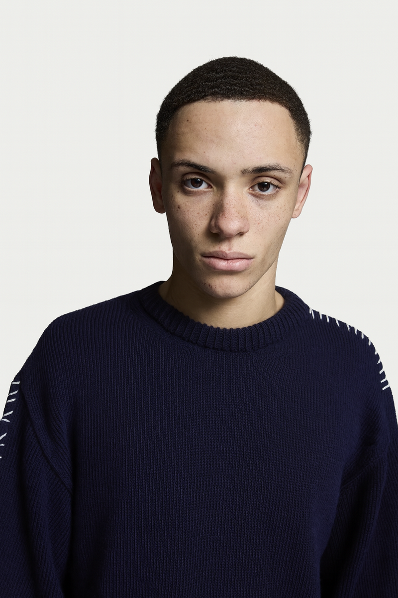 HOTAKA CREWNECK SWEATER DARK BLUE