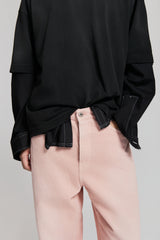 TWIST BAGGY DENIM POWDER PINK