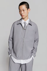 SHIN FULL ZIP SHIRT LILAC GREY