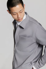 SHIN FULL ZIP SHIRT LILAC GREY