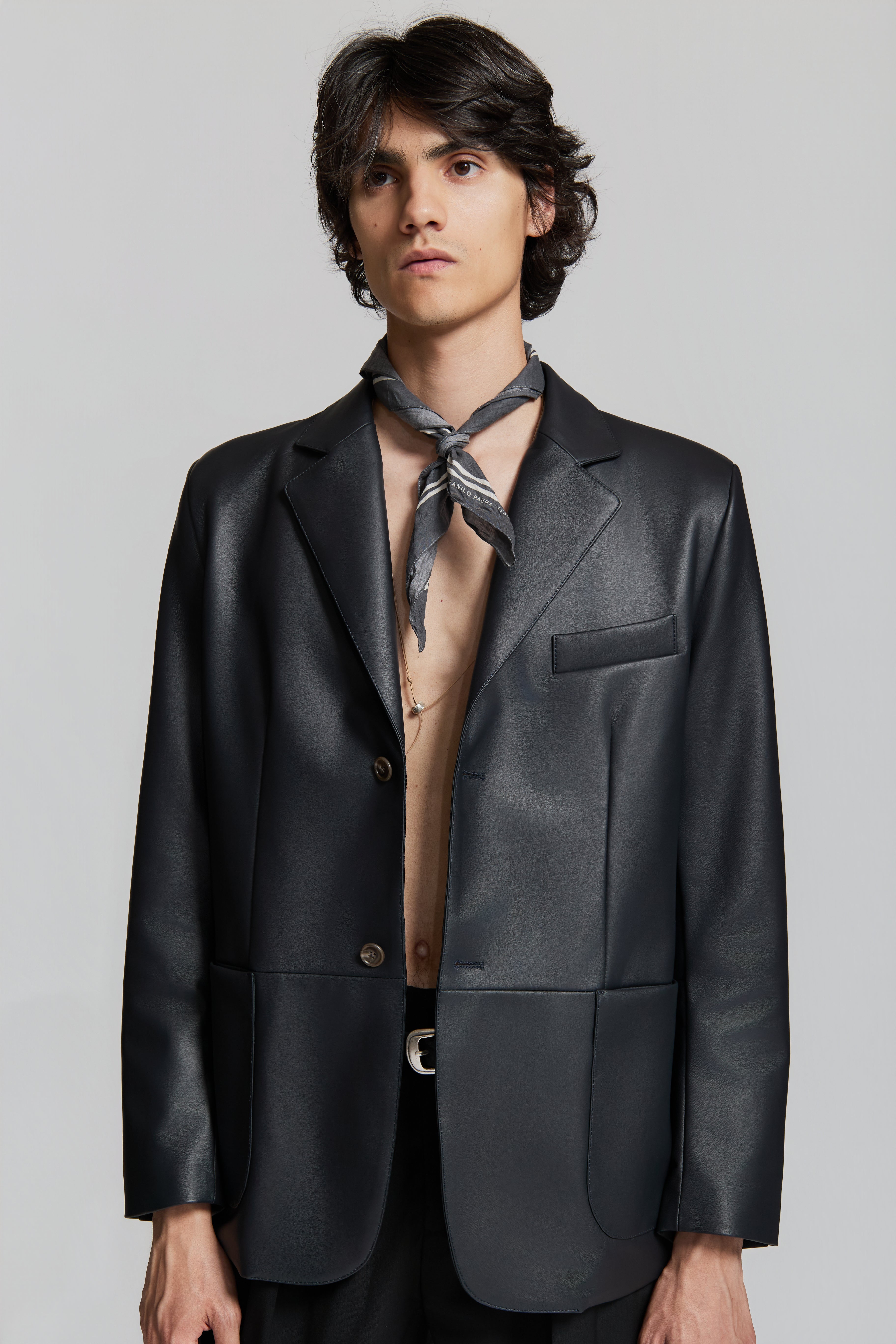 RUSSEL LEATHER JACKET DARK BLUE